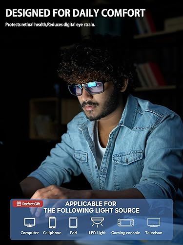 Miniatura 9 de Gafas de bloqueo de luz azul para hombres/mujeres, antifatiga, monitor de computadora, para juegos, mejora el sueño, reduce la fatiga ocular, gafas