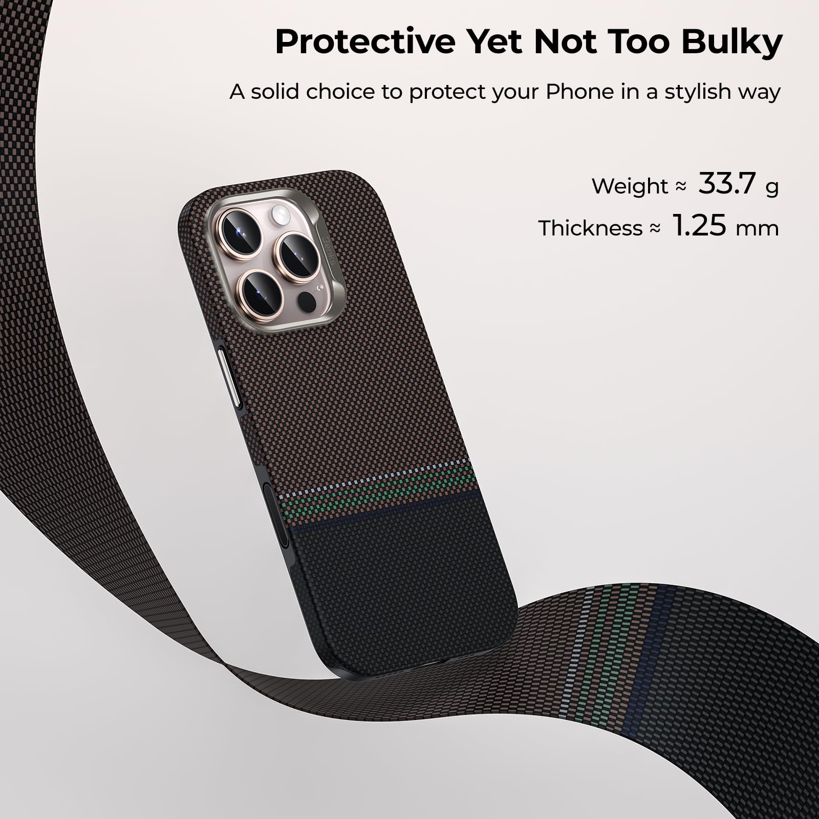 BENKS für iPhone 16 Pro Hülle mit Kamerasteuerung Capture Button, Kompatibel mit MagSafe, Aus Kevlar Aramidfaser Gefertigt, Stoßfest Kratzfest Handyhülle für 16 Pro Case, ArmorPro Prestige