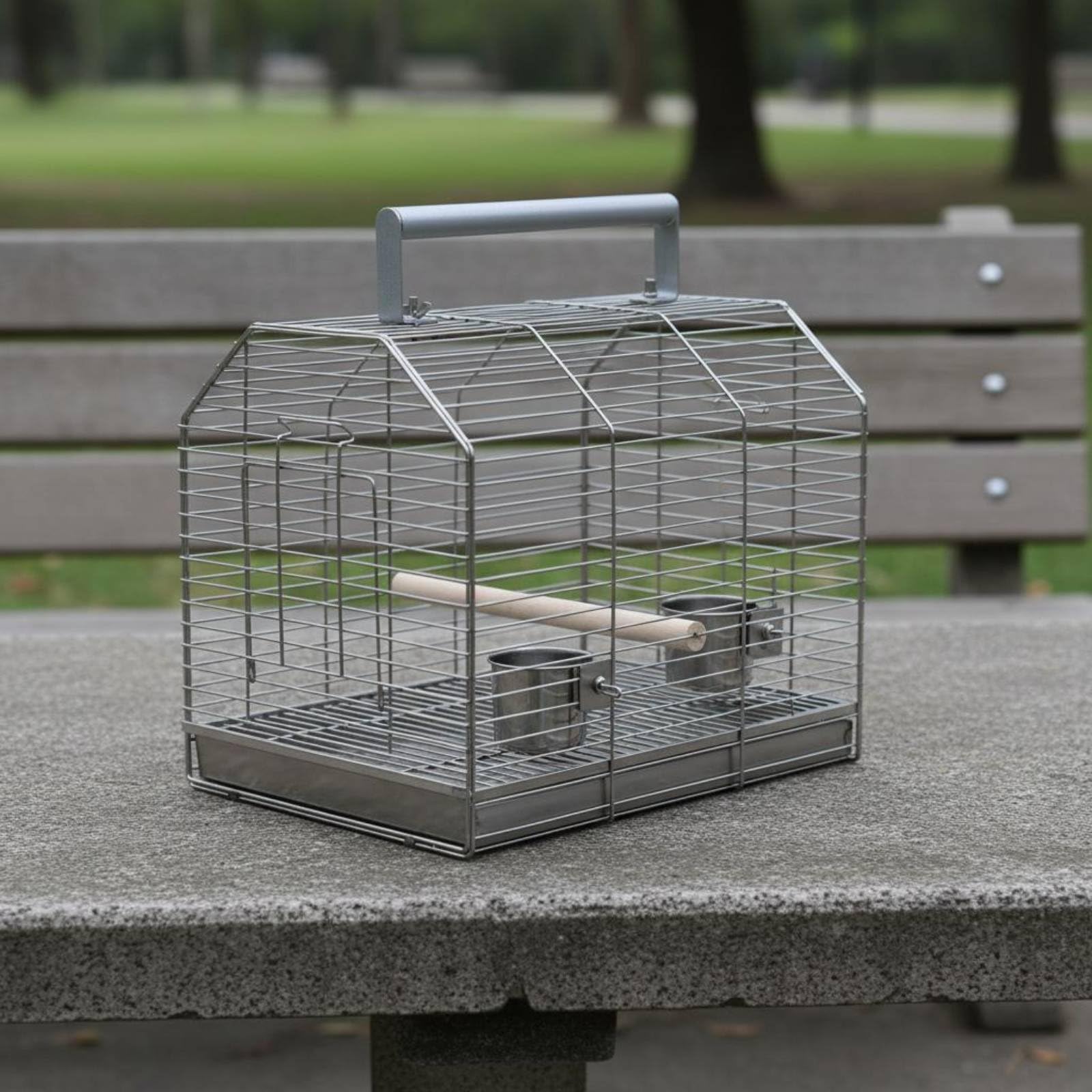 Jaula Portátil de Acero Inoxidable Ligero Transportín para Loros Diseño 3D No Deformable Jaula de Viaje para Pájaros para Transporte, 28 22 32cm, Estándar