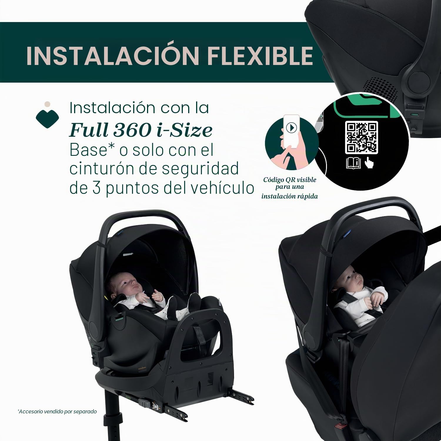 Chicco Kory Essential I-Size Silla de coche de 40 cm a 85 cm, Grupo 0+ para recién nacidos, homologada según la normativa ECE R129/03, fácil de instalar, rotación de 90°