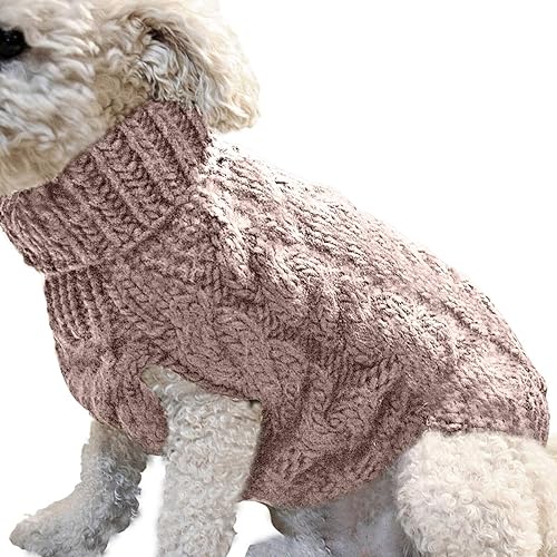 Miniatura 6 de Suéter de punto de cuello alto para mascota, abrigo de invierno, suéter grueso, ropa de punto para perros pequeños, medianos y grandes, cachorros,