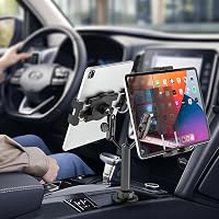 woleyi Dupla Eszköztartó Pohártartóba - Állítható Fém Karos Tablet és Telefon Tartó Autóba, 4-12,9" Készülékekhez, iPad, Galaxy Tab, iPhone  2
