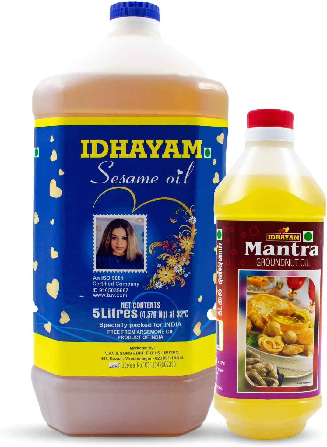 Idhayam Sesame Oil & Mantra Groundnut Oil - Authentic Flavour & High Smoke Point - Healthy Cooking Oil for Everyday Use (Sesame Oil 5 Litre + Groundnut Oil 1 Litre)