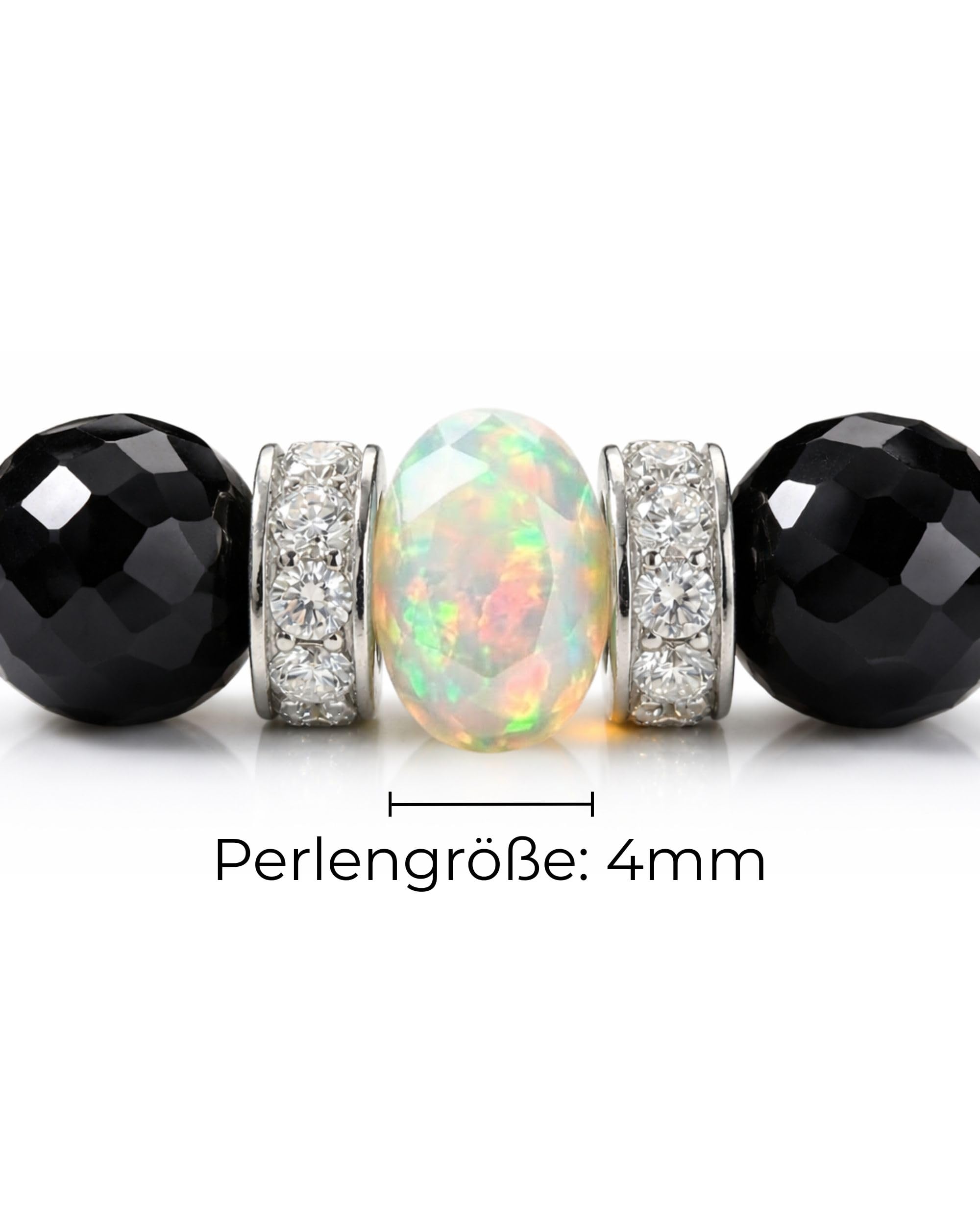 Collana con gemma/pietra naturale con perle in argento 925 e vero opale – collana di perle con certificato
