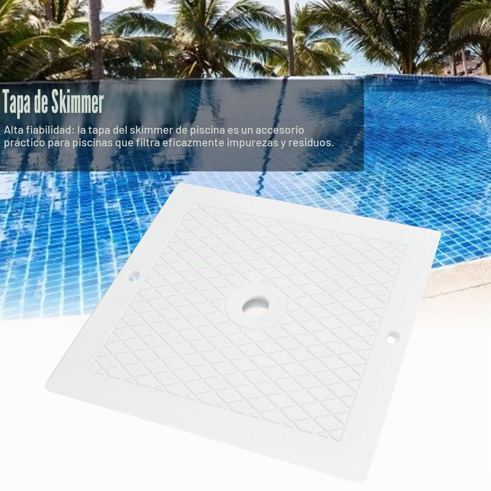 Cubierta de Skimmer de Piscina, 10 Pulgadas Skimmers Quadrate Repuesto de Tapa de Skimmer Cuadrado de Piscina Accesorios para Piscinas Enterradas y sobre el Suelo (2Pcs)