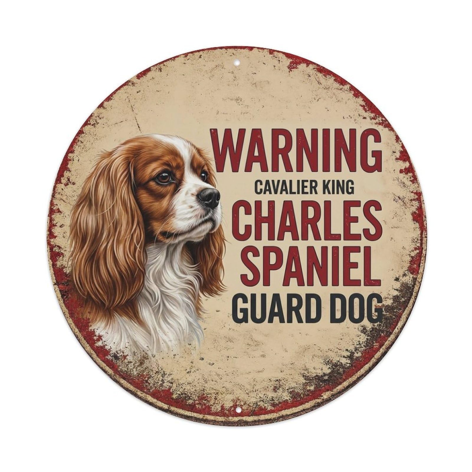 Tgrcjimh Style Metal Tin Sign Vintage Warning Cavalier King Charles Spaniel