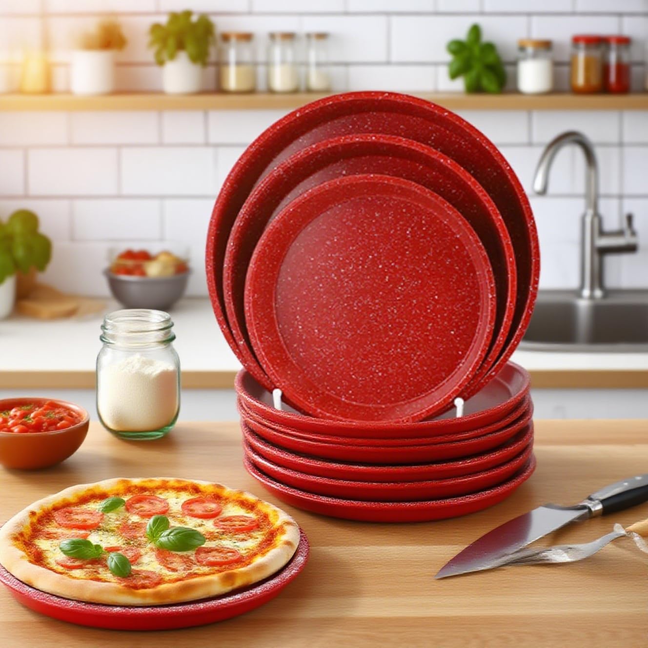 3-częściowy zestaw nieprzywierających tacek do pizzy – formy do pieczenia do gotowania w domu, idealne do pizzy, ciasteczek i nie tylko, zawiera duże, średnie i małe rozmiary do idealnego pieczenia