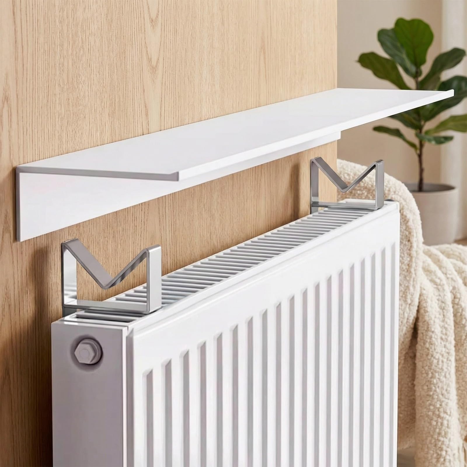 Estante para Radiador Sin Taladros Estantes Flotantes de ExhibicióN Cubierta Delgada para Radiador Ideal para Sala de Estar Dormitorio Pasillo Y Estudio(55cm)