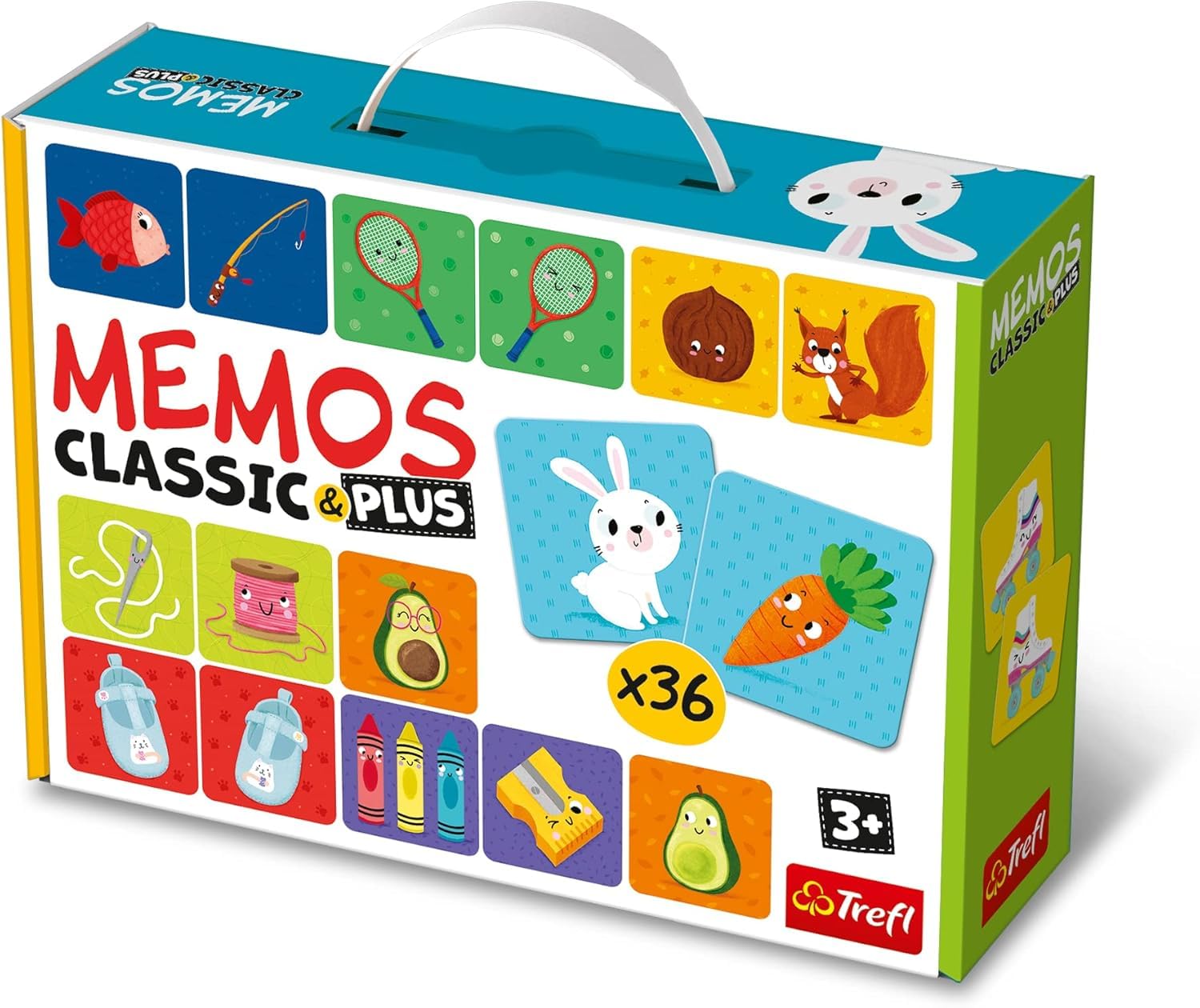 Trefl - Memos Classic & Plus, Logic - Edukacyjna Gra Pamięciowa dla Maluchów, Odnajdywanie Par Obrazków, Różne Warianty Zabawy, Klasyczna Gra Memory dla Dzieci od 3 lat