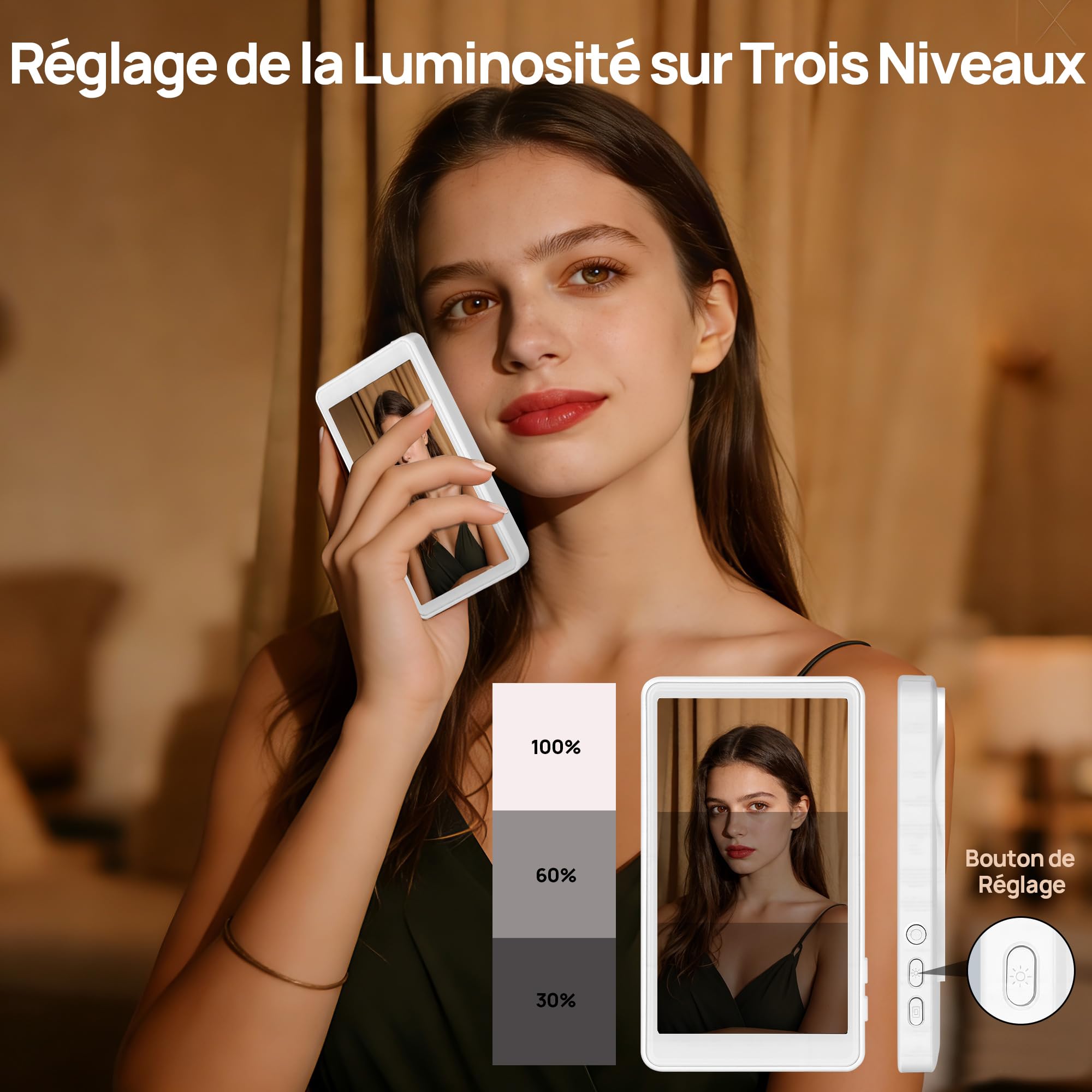 Écran Moniteur Selfie Vlog pour iPhone et Android - 4" Écran de Moniteur Magnétique sans Fil pour Caméra Arrière, avec Télécommande, Youtube, TikTok, Live Streaming Accessoire
