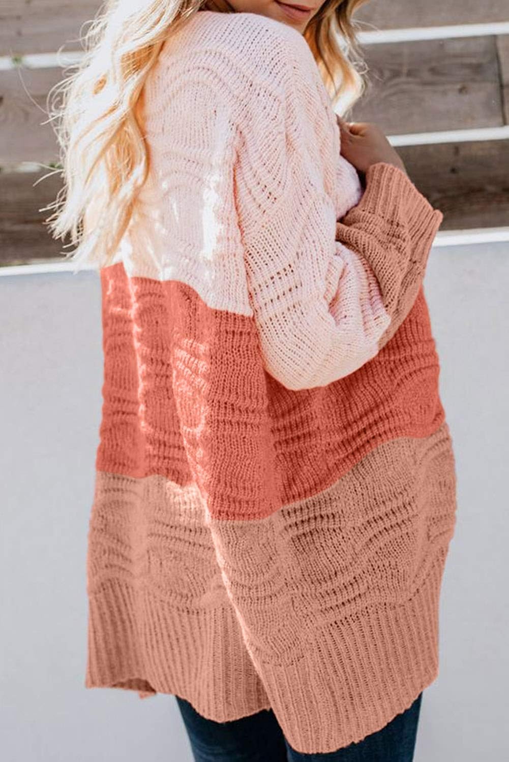Shawhuwa Womens Cardigan Sweaters Plus Size Open Front Knit Long Cardigan Sweaters with Pockets