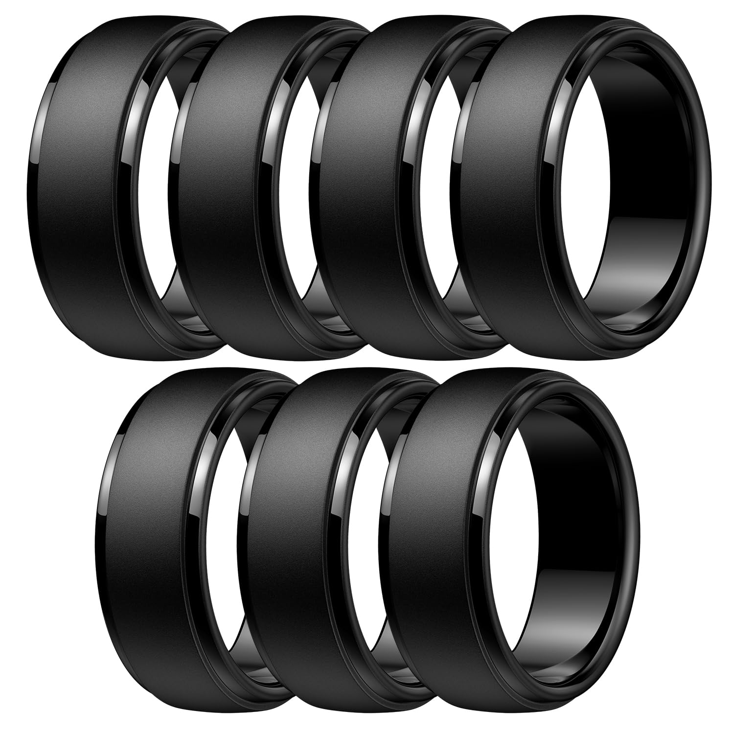 Egnaro Men's Silicone Wedding Rings: Classic Black Style Rubber ring - Hypoallergenic for Gym/Outdoor/Gift(1/4/7 Variety Pack with Half Size)
