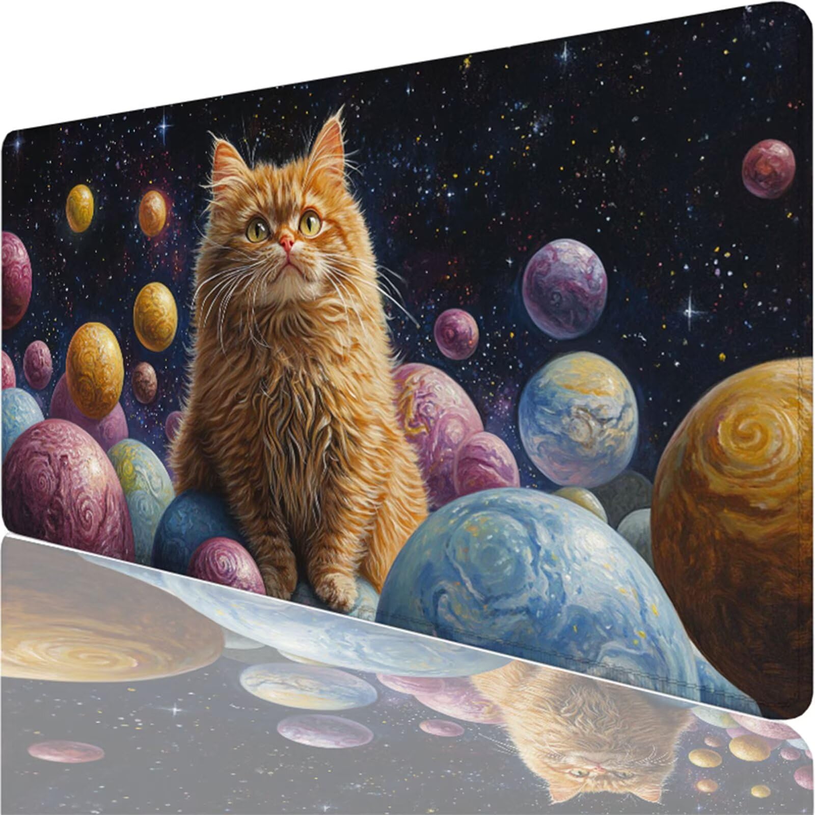 Tapis de Souris, 1200 x 600 x 3 MM Tapis de Souris Orange, Grand Tapis Souris de Jeu avec Ciel étoilé, Imperméable, Texturée Résistant à Usure Lavable, pour Gamer, la Maison et Le Bureau XF-310