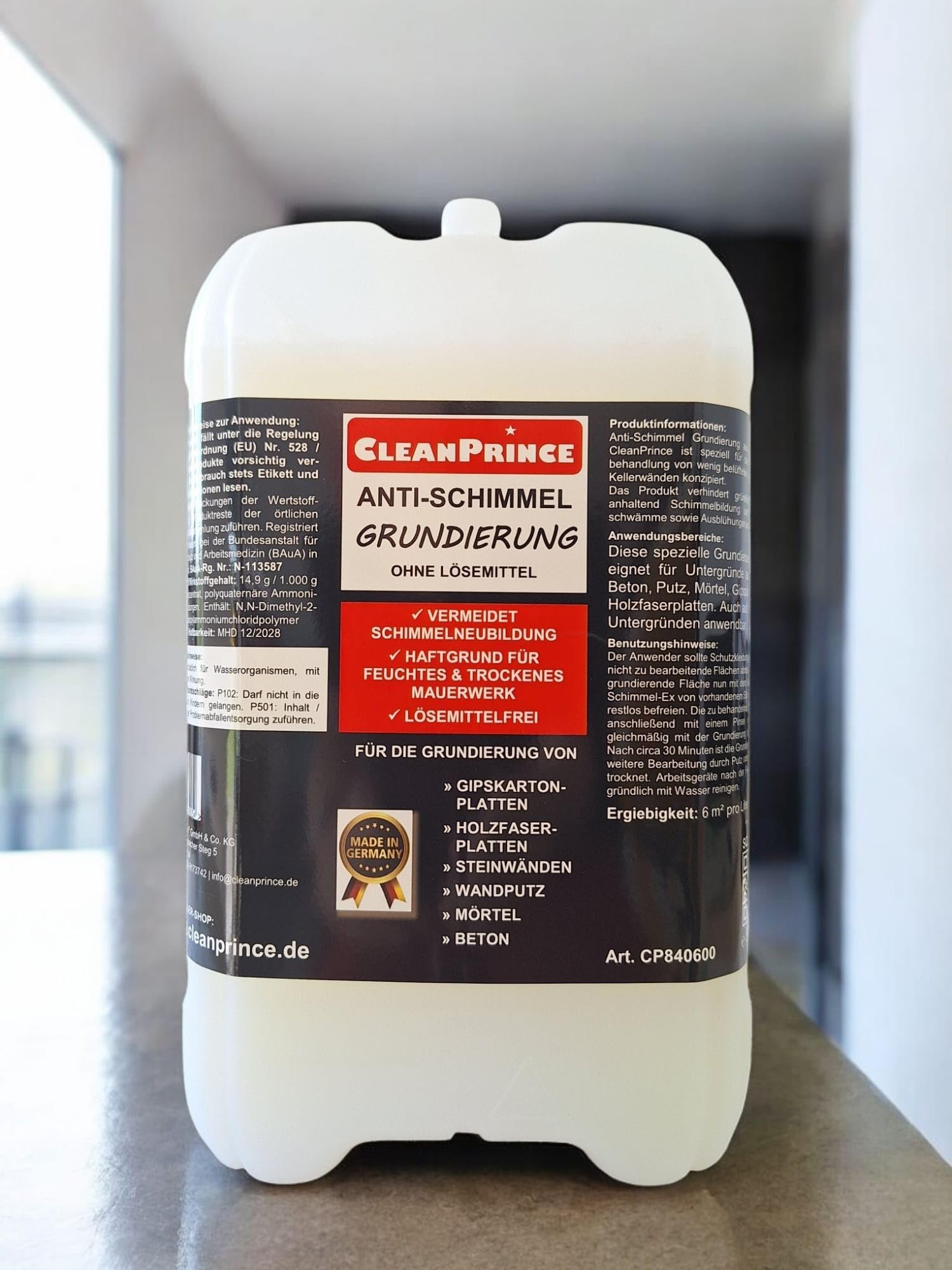 CleanPrince Anti Schimmel Grundierung 5 Liter | Schimmelgrundierung Schimmelschutz Schimmelimprägnierung