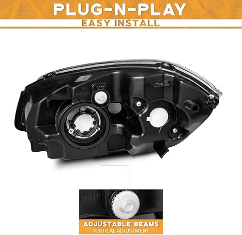 Miniatura 4 de WEELMOTO Conjunto de faros delanteros halógenos para Chevy Cobalt 2005 2006 2007 2008 2009 2010 Par de faros delanteros de repuesto para Pontiac