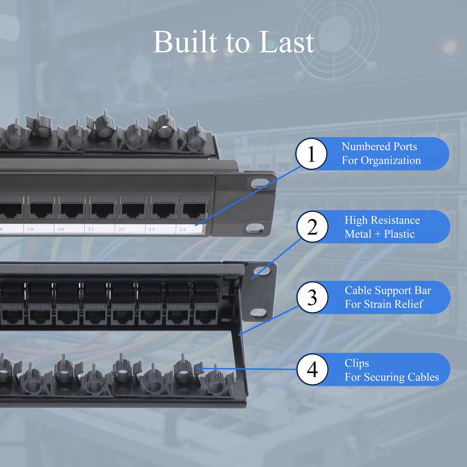 1 Stück 48 Port Patchpanel Patchfeld 19 Zoll 2U mit ABS