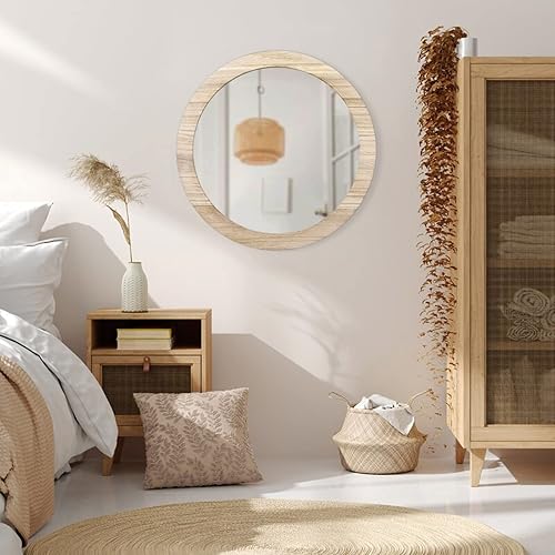 Miniatura 13 de JJUUYOU Espejo de pared circular de 16 pulgadas, espejo de pared redondo para baño, espejo circular de granja, decoración de pared de baño, espejo