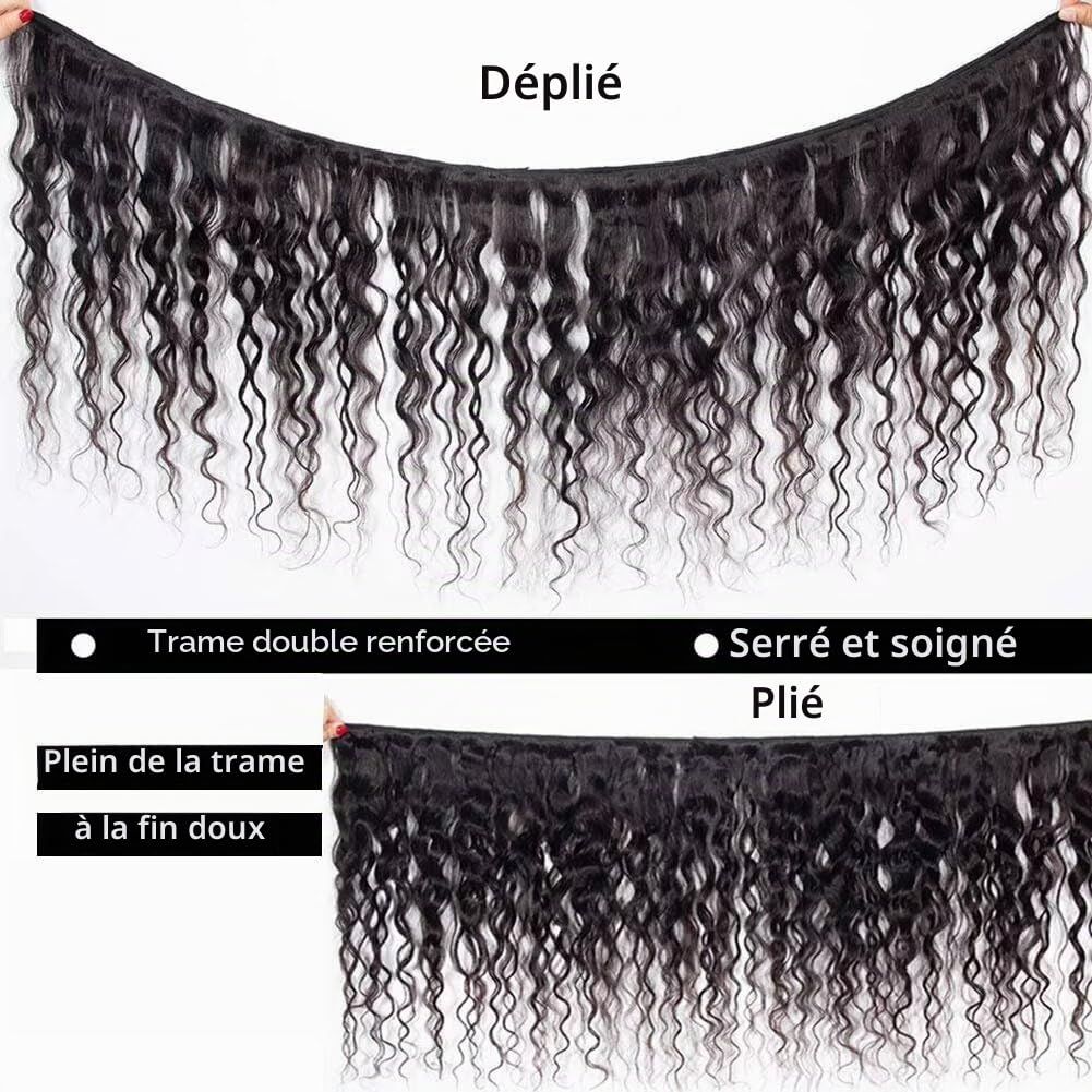 Ladiary Tissage Bresilien en lot 100% Meches Cheveux Naturel Brésilienne Water Wave Hair Bundles Tissage Naturel Couleur 1 faisceaux 24 pouce