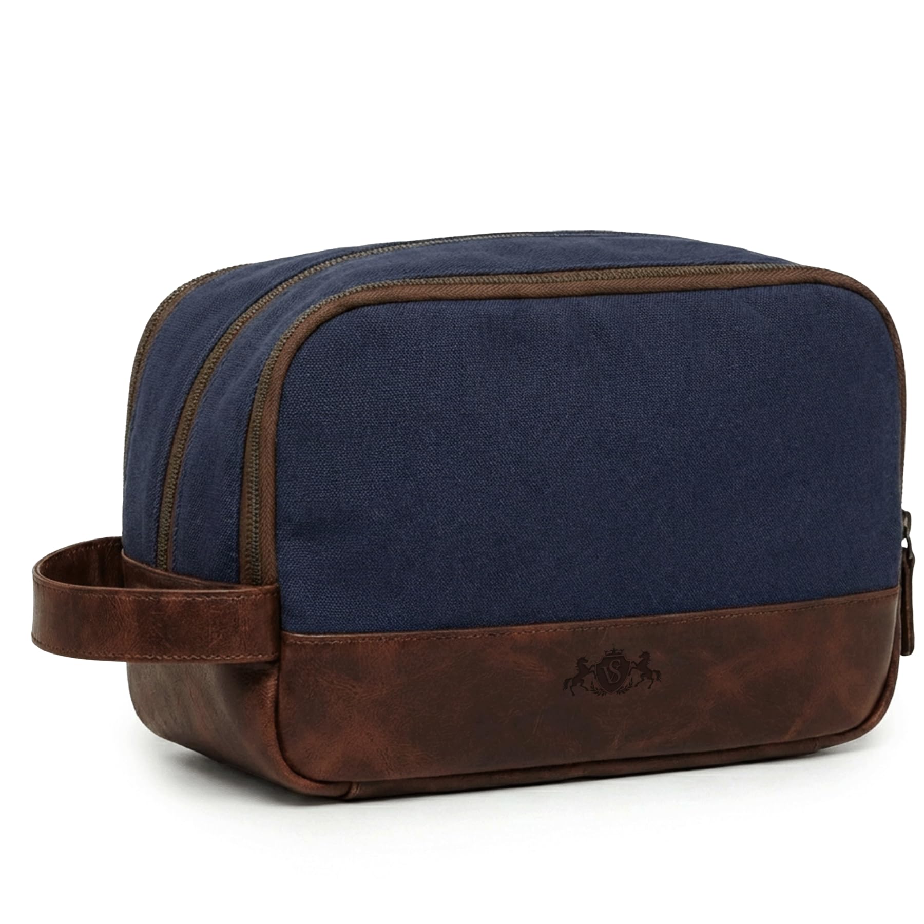 SID & VAIN® borsa toiletry vera pelle BEAU borsetta necessaire Toilette pochette beauty case da Viaggio uomo donna blu prodotto artigianale