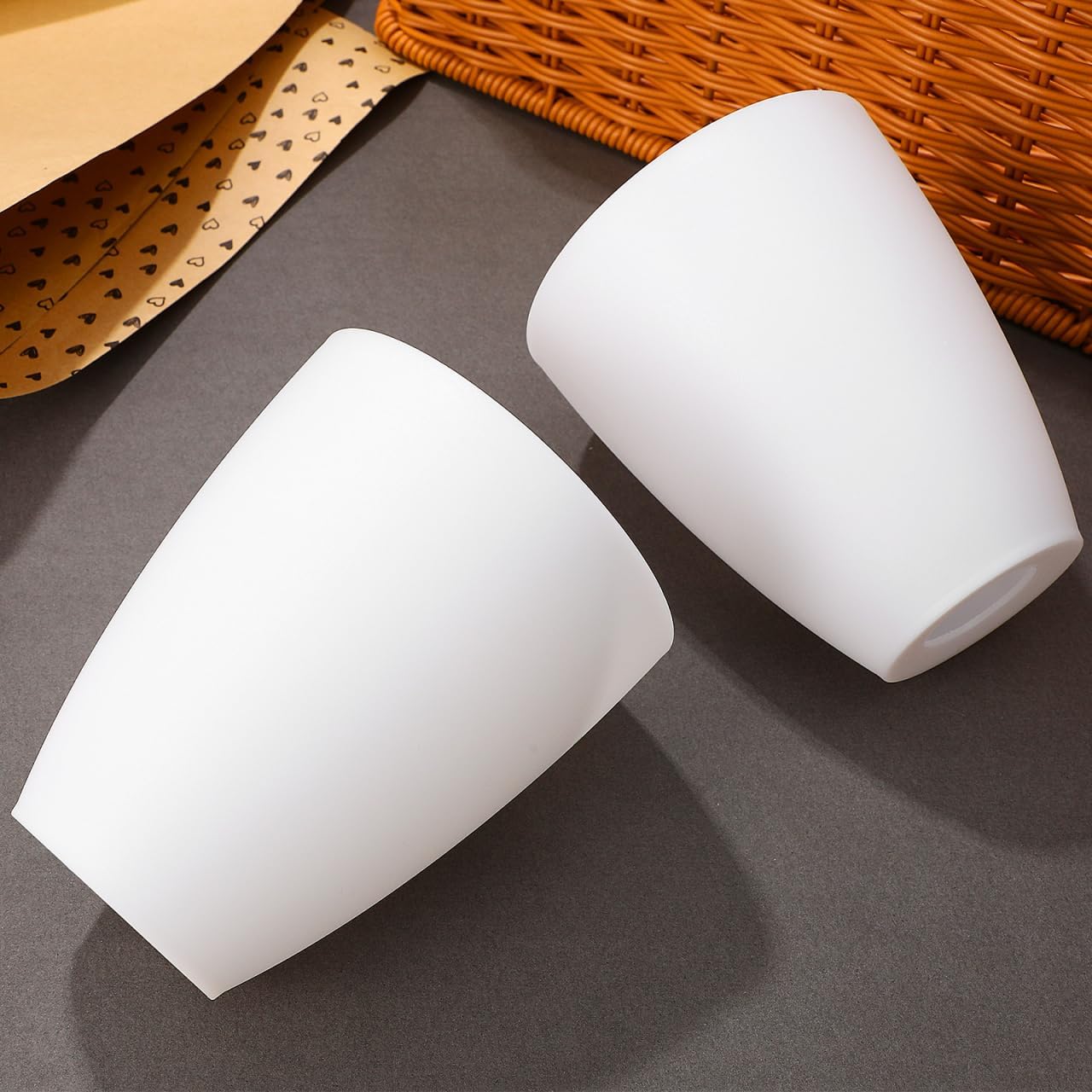 DOITOOL 2PCS Plastic Lamp Shade Replacement for Floor Lamp, Replacement White Lamp Shade Cover for Chandelier, Pendant Light, Wall Sconces Series (30mm Opening)