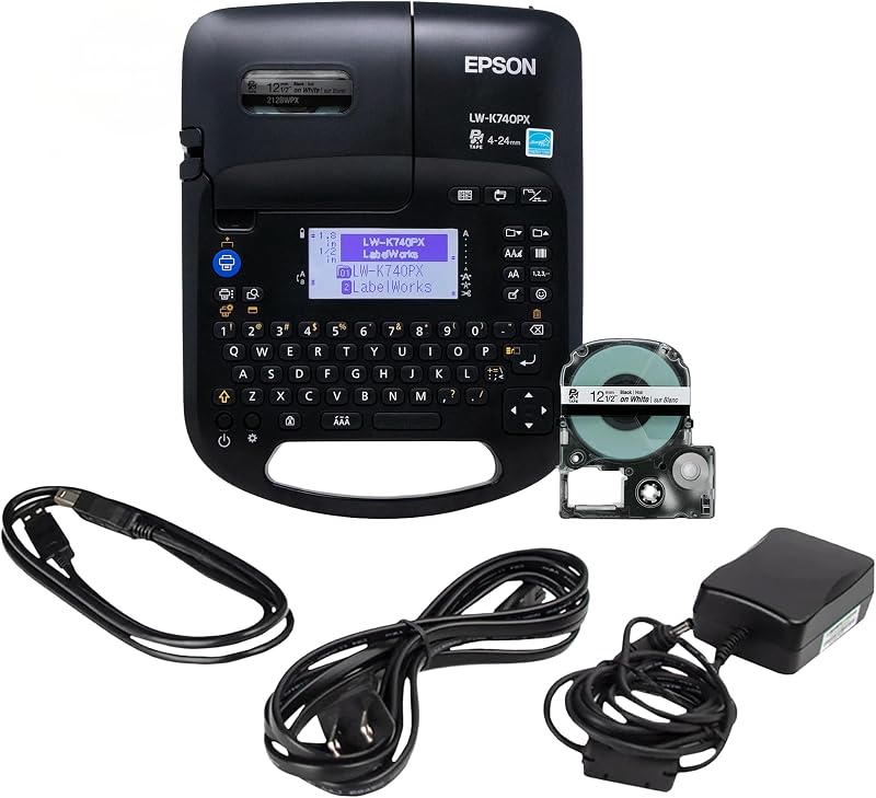 Epson LW-K740PX Industrial Label Maker Kit - Portable Handheld | Handheld industrial label maker kit for office, home & healthcare, durable ID & organization labels, uses LABELWORKS PX tapes
