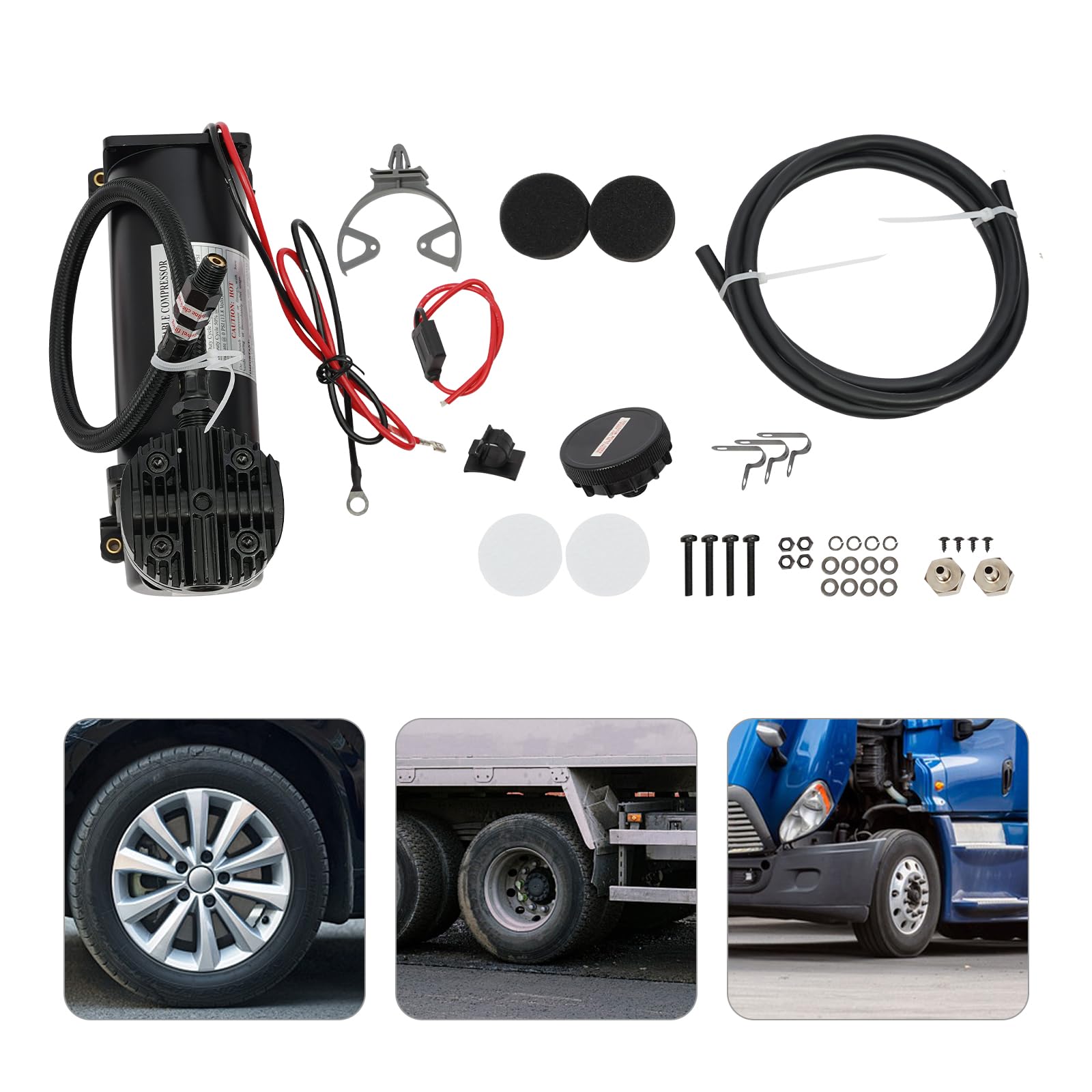 Compresor de aire portátil de 12 V, compresor de aire de 200 psi, compresor de aire con filtro, negro compresor de aire para cuernos de coche, sistemas de suspensión, neumáticos de coche y neumáticos