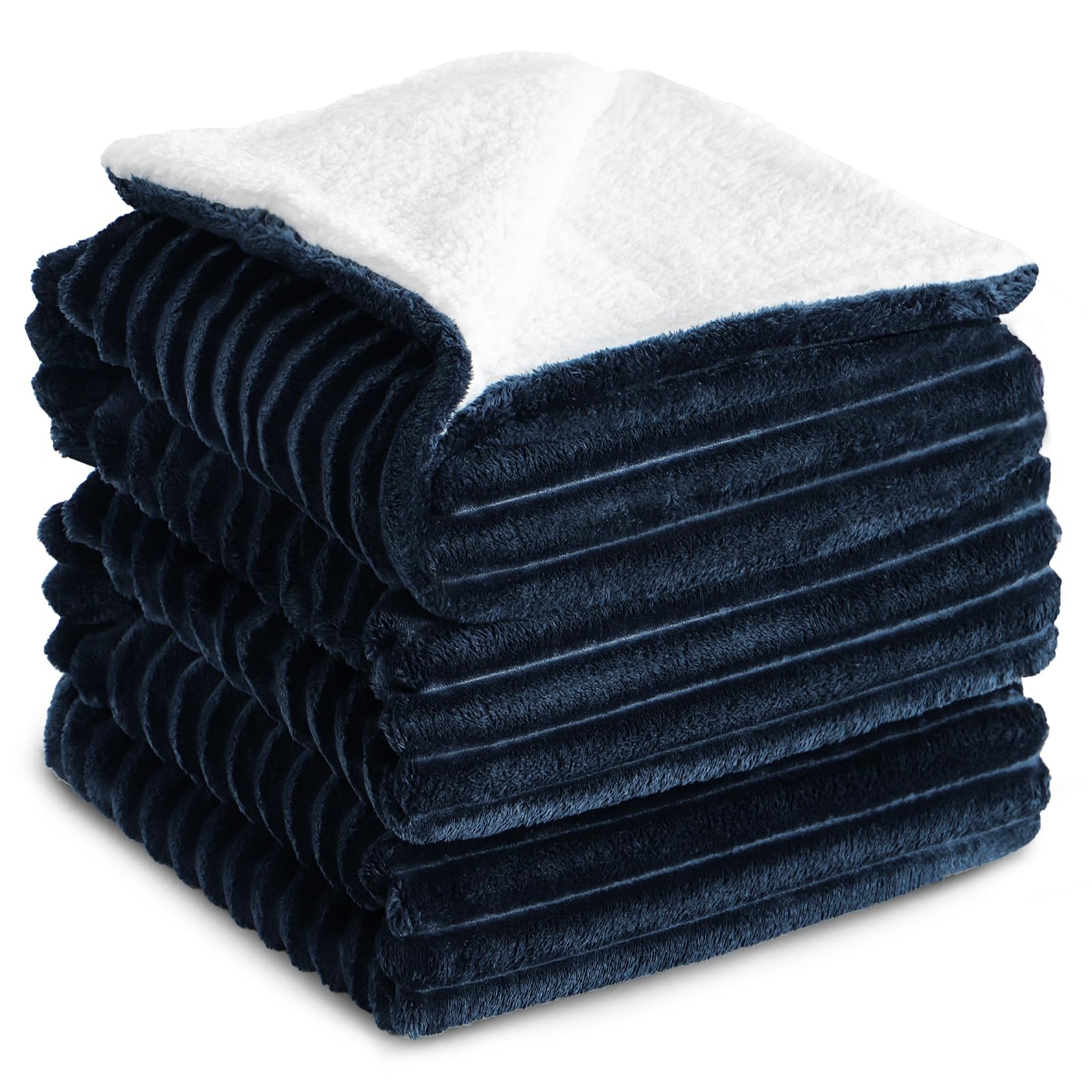 RUIKASI Plaid Coperta Pile Matrimoniale - 220x240 cm Coperta Termica Invernale Sherpa Morbida per Grande Letto Matrimoniale, Blu