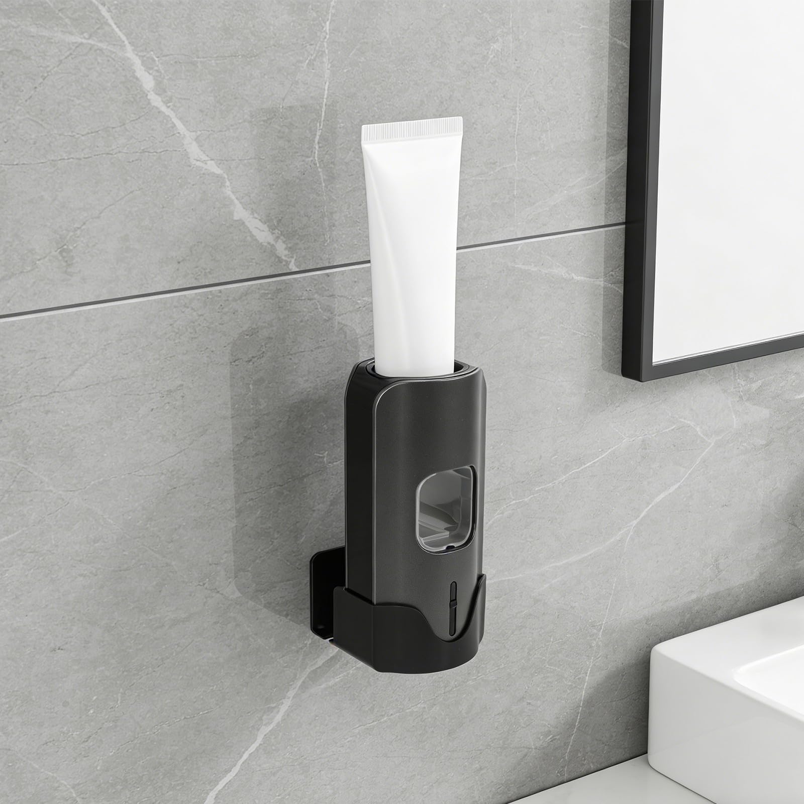Estante Sensor para Pasta de Dientes con Dispensación Automática, Plástico, 3 Niveles Ajustables, con 2 Ranuras para Cepillos, para Baño y Hogar