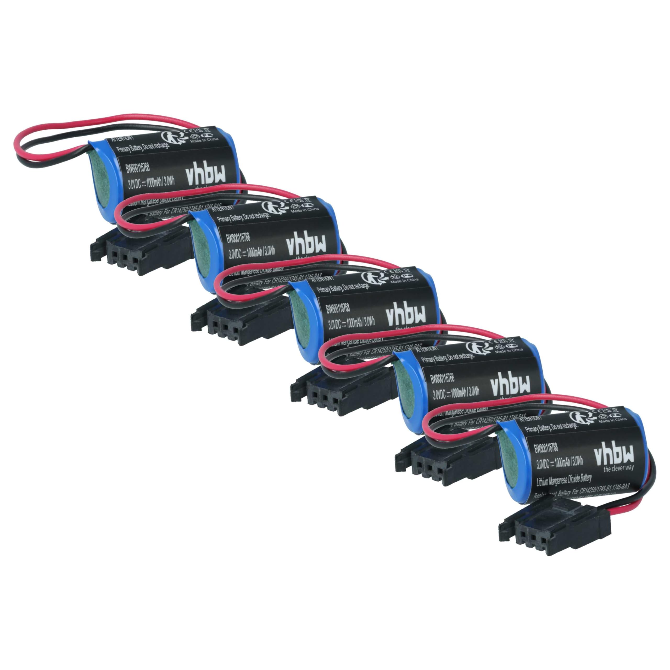 vhbw 5X batería Compatible con Allen Bradley ControlLogix Logix 5563 Controlador de periférico (1000 mAh, 3 V, Li-MnO2)