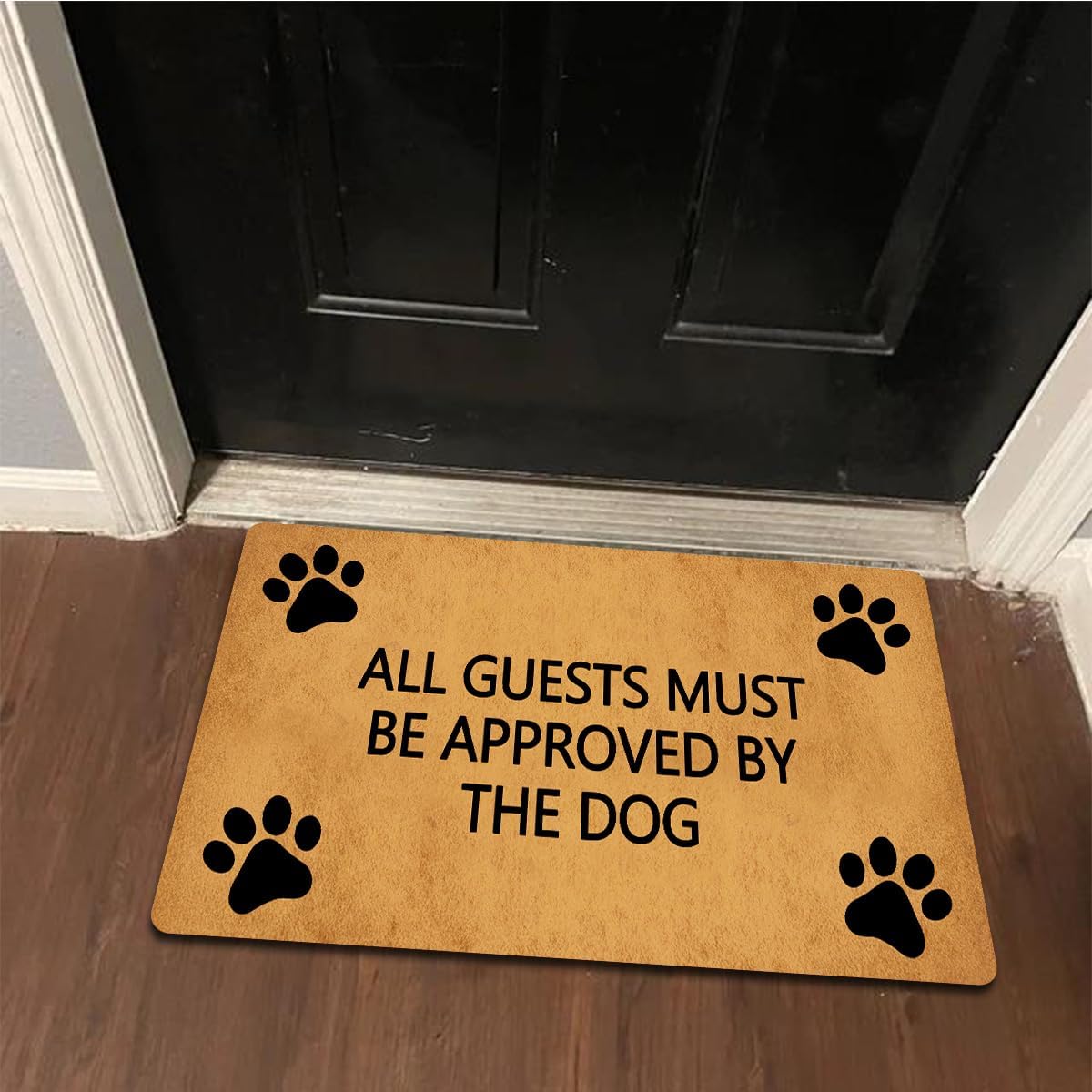 Funny Welcome Doormat All Guests Must Be Approved by The DogDoormats for Doormat Personalized Non Slip Rubber Mat for Front Door House Warming Gift Mats Kitchen Rugs and Mats 30(L) x 18(W)
