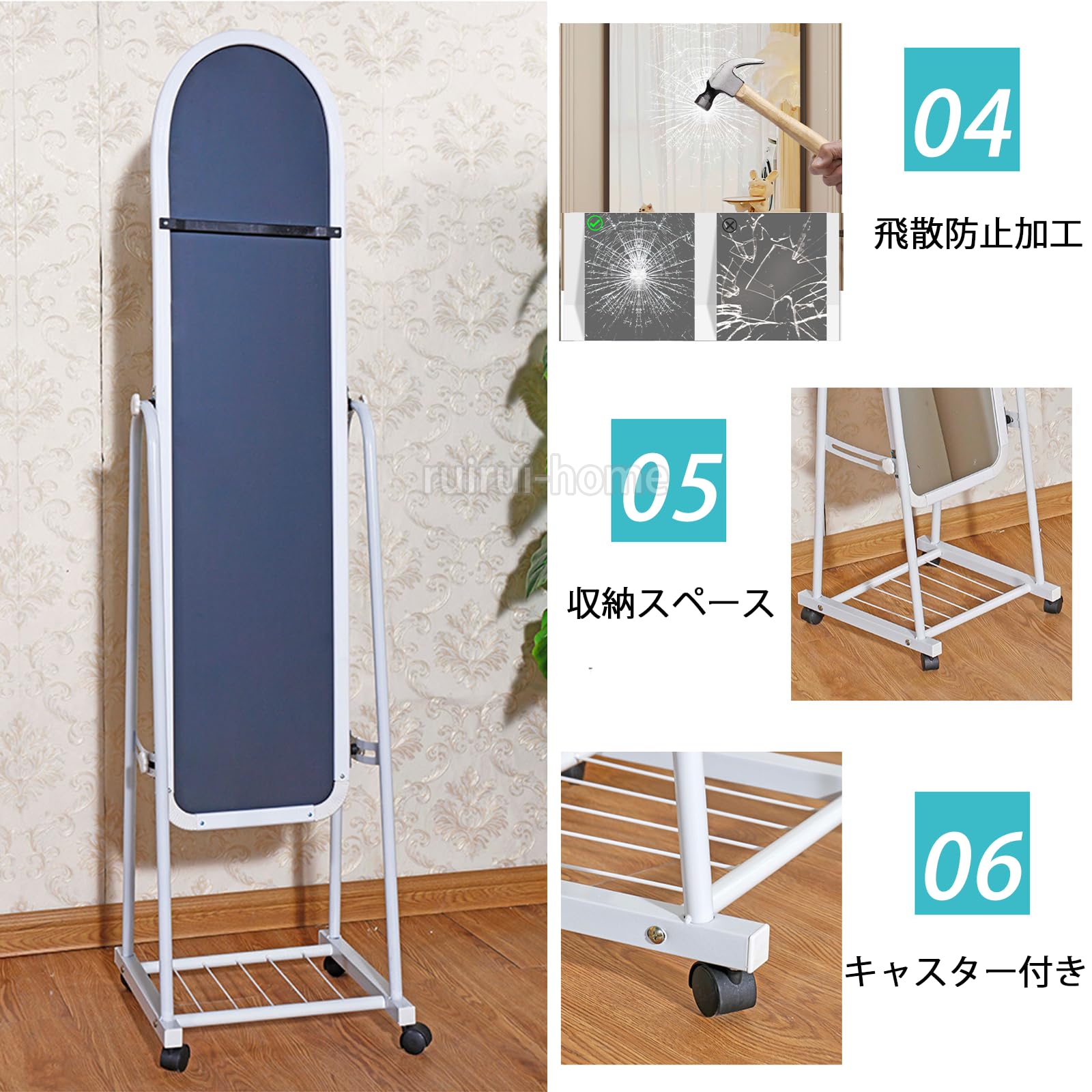 Amazon.co.jp: 姿見鏡 スタンドミラー アーチ型 全身鏡 飛散防止