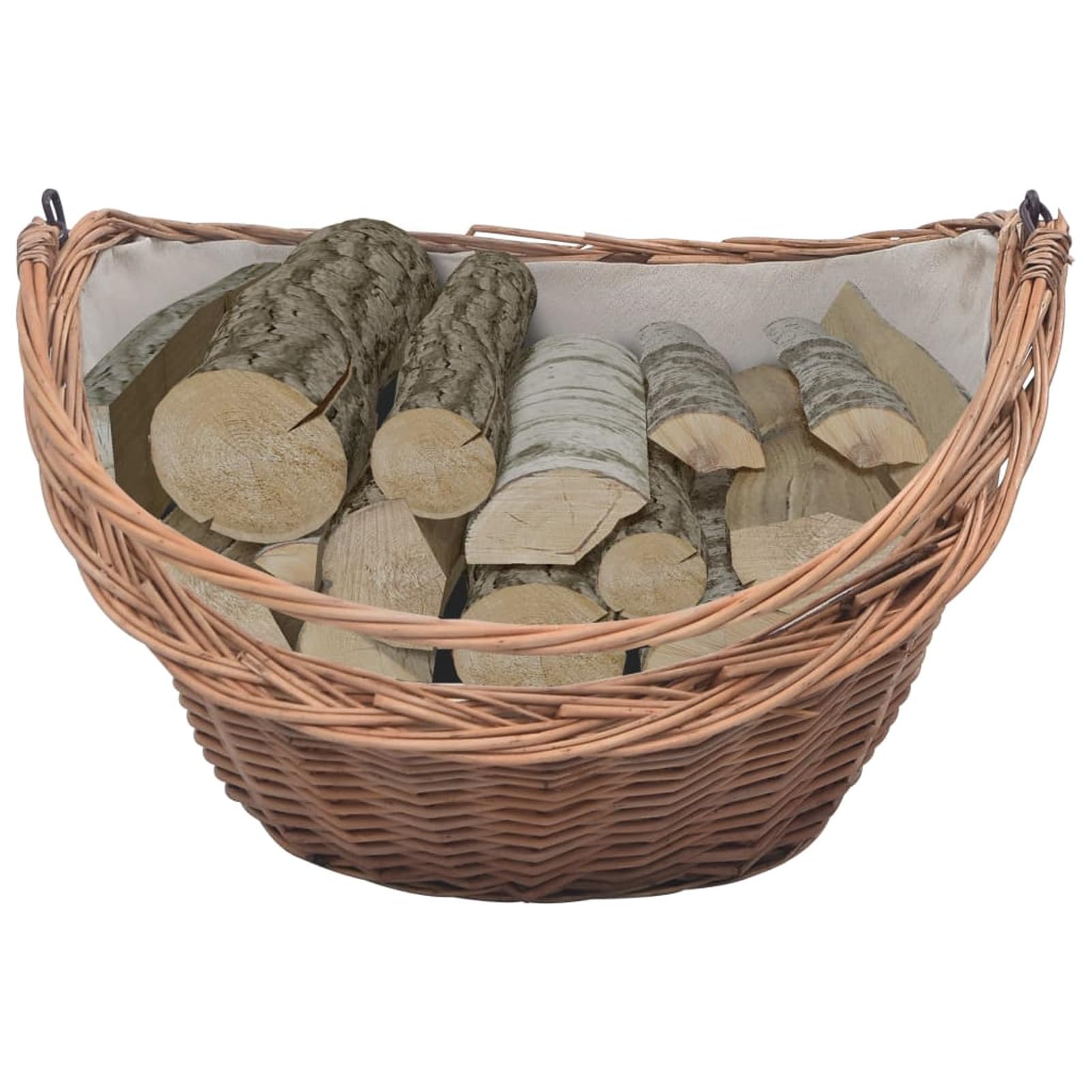 Homgoday Cesta Legna da Ardere con Manico 60x44x55 cm Naturale in Salice, Mobili per Casa Interno Esterno Soggiorno Camera da Letto