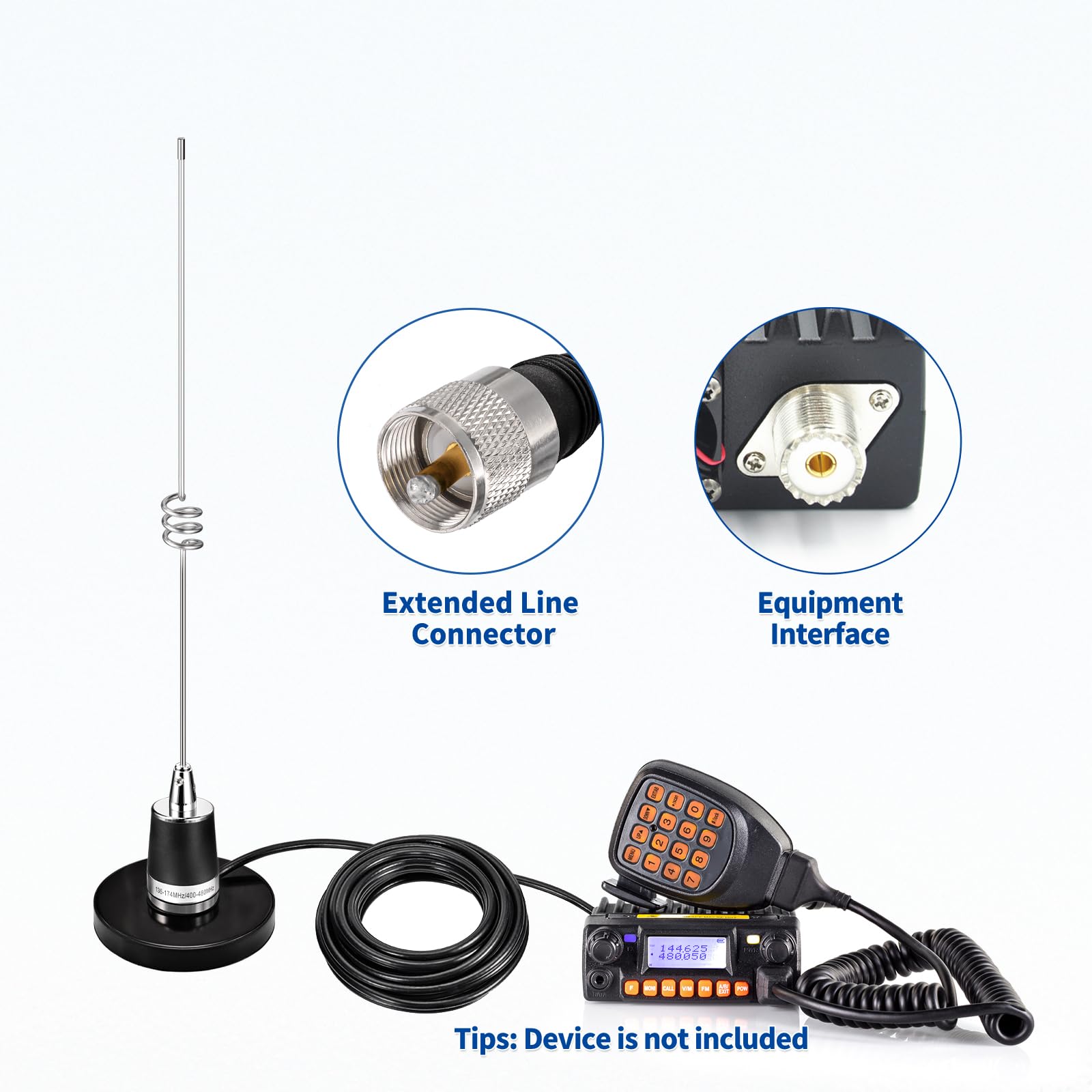 Bingfu Antena NMO de doble banda VHF UHF 136-174MHz 400-470MHz con base magnética de 3.54 pulgadas de diámetro para coche, camión, radio, radio, aficionado, radio móvil, radio bidireccional, radio VHF