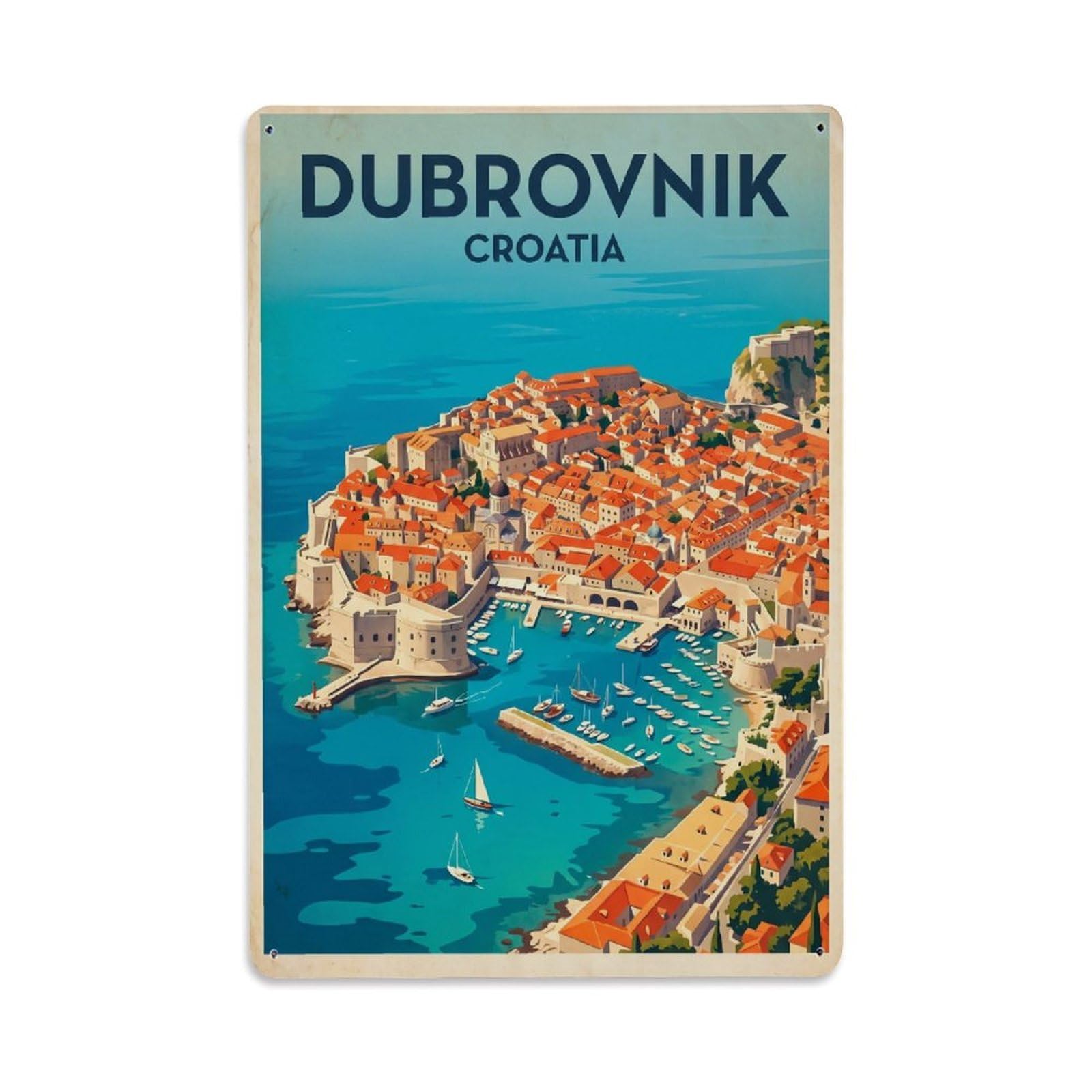 Travel Retro Croatia Dubrovnik Metal Tin Sign