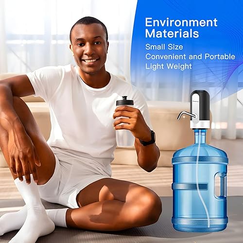 Vista 2 de Dispensador de agua EASY SPEED para botella de 5 galones, bomba eléctrica portátil con 2 adaptadores, carga USB-C, batería, dispensador automático