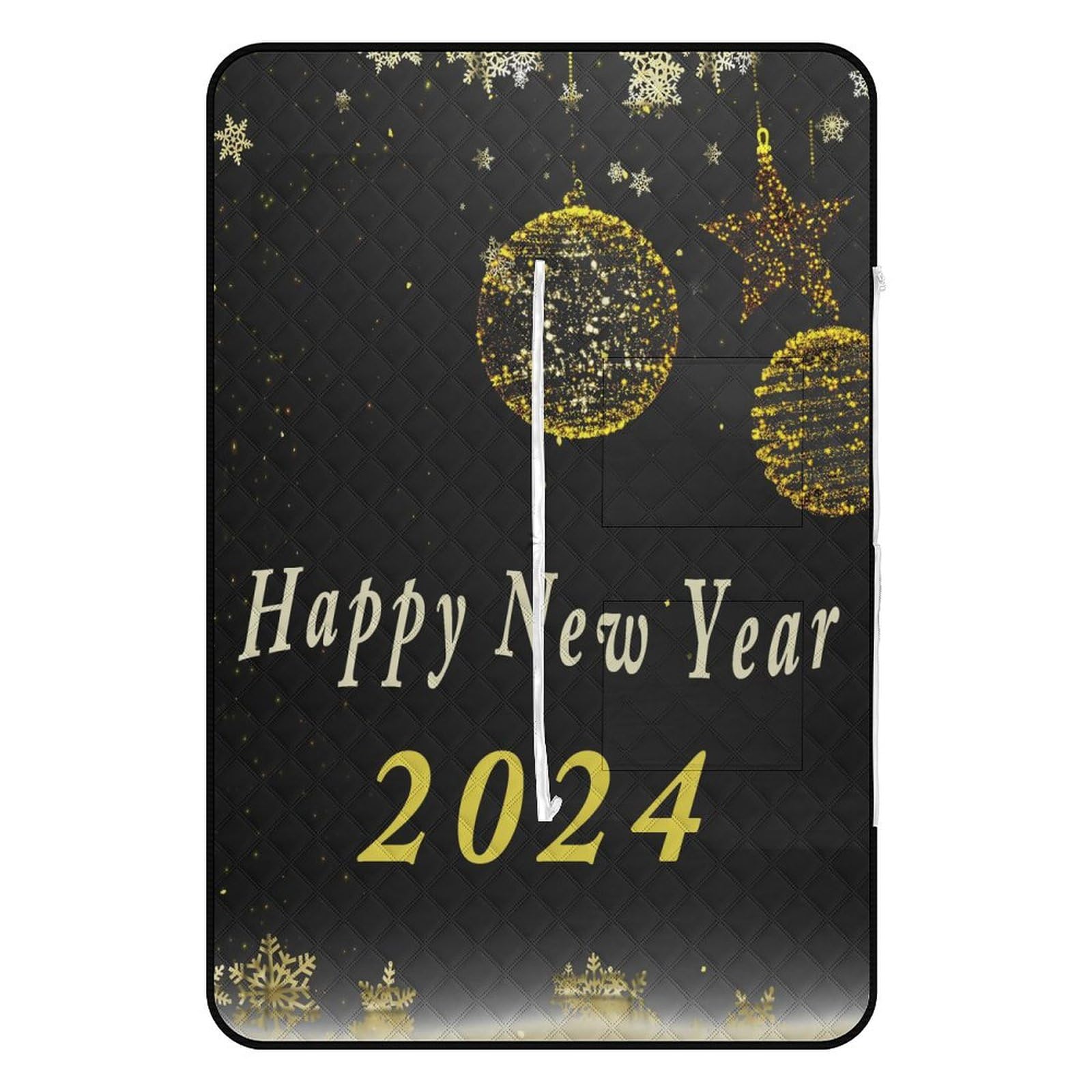 Happy New Year 2 Picnic Blankets,Portable Waterproof Foldable Picnic Mat,Sandproof Outdoor Mat for Park Picnic Blanket Accessories for Adults