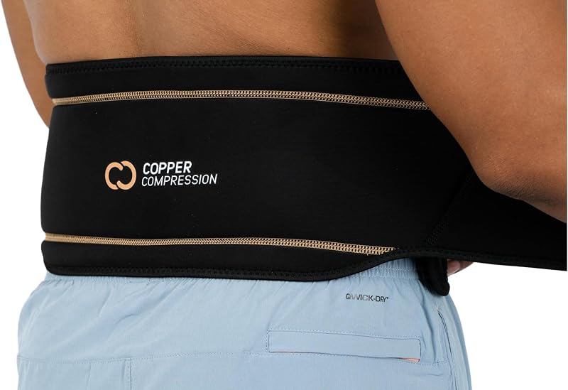Copper Compression Back Brace. Copper Infused Lumbar Support for Lower Back Relief, Sciatica, Herniated Disc, Scoliosis, Pain & Strains. Adjustable & Breathable. Fits Men & Women (Waist 28" - 34")