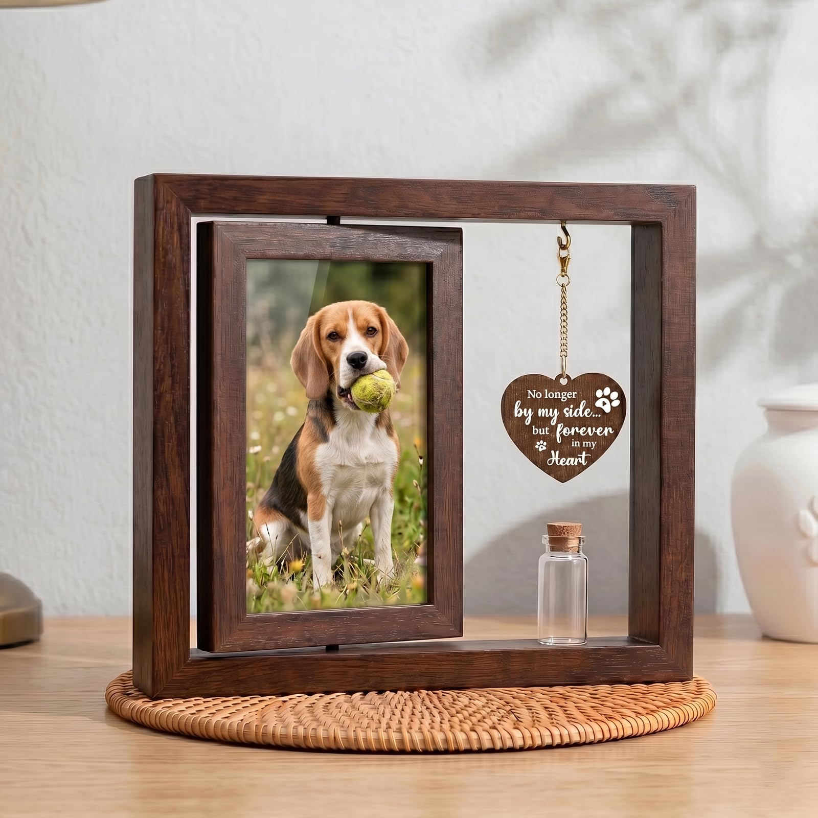 Baffect Dog Memorial Gifts For Loss Of Pet 4" × 6" Wooden Photo Frame — image 1