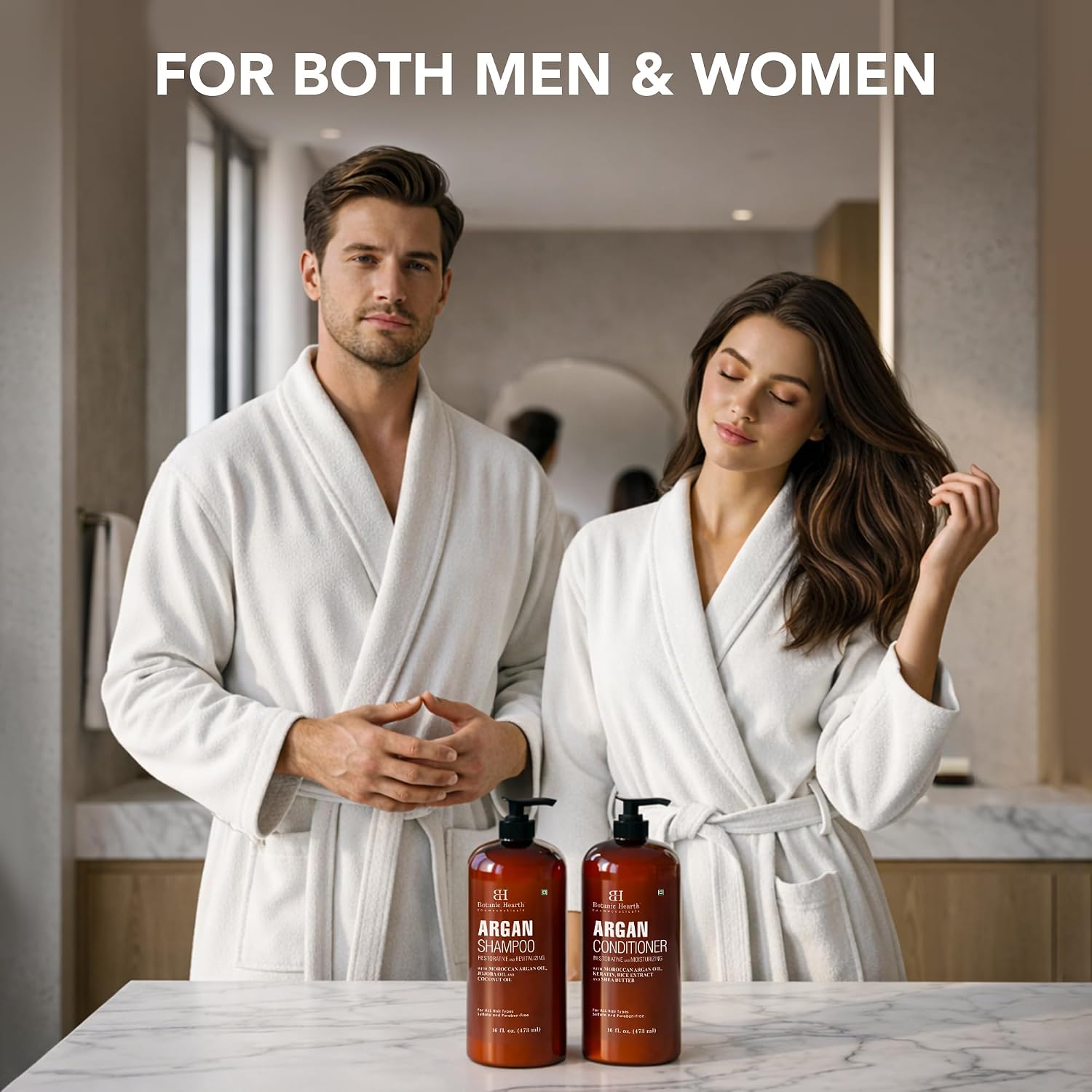 Botanic Hearth Argan Oil Shampoo And Conditioner Set | 16 Fl Oz Each With Keratin, Restorative & Moisturizing, Sulfate Free | All Hair Types & Color Treated Hair, Men And Women | (Packaging May Vary)