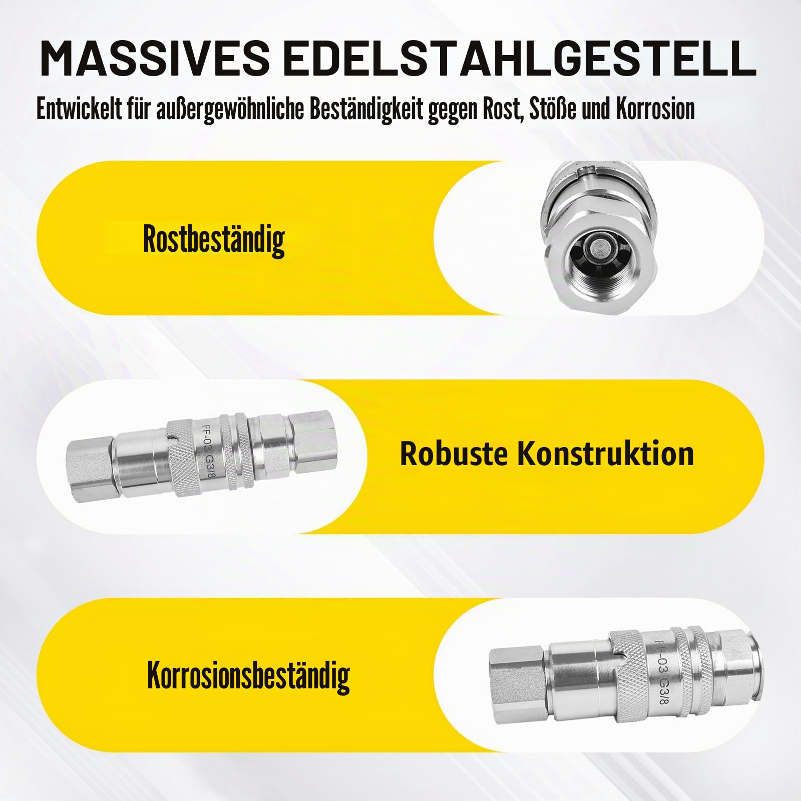 Hydraulische Adapterkupplung G1/2 männlich + weiblich mit flacher Seite und Schnellverbindung