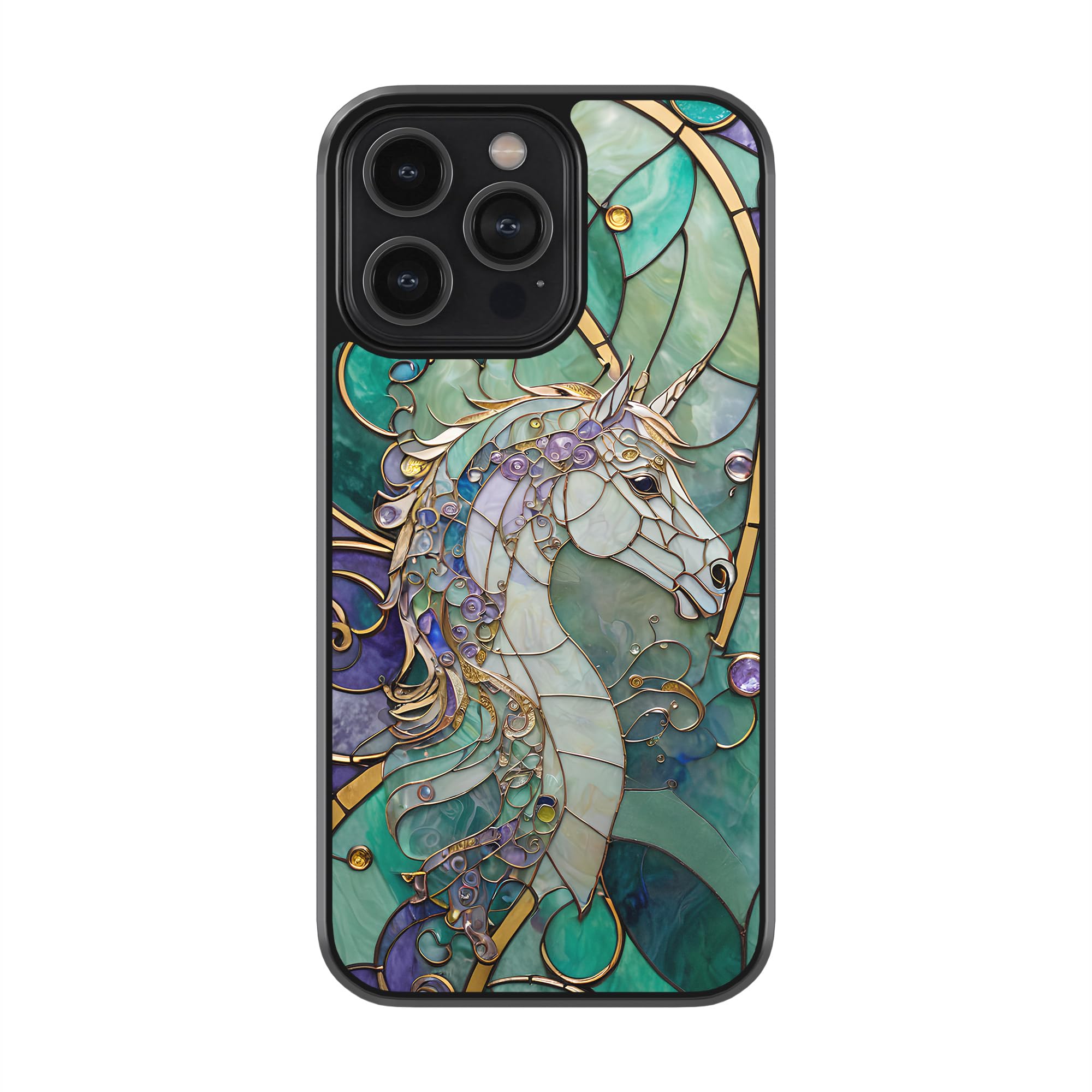 Case Lush for iPhone 15,14,13,12,11,SE,X,XR,XS Plus Pro Max Mini Phone Case | Stained Glass Animals | Wireless Charging | Shock Absorbent Rubber Sides