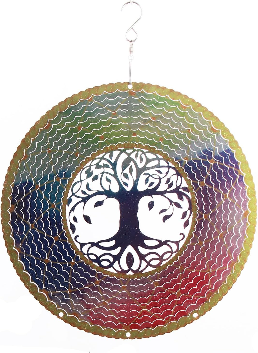 SPRING SONG Colorful Tree of Life 3D Kinetic Wind Spinner for Yard and Garden Stainless Steel Spinner Indoor and Outdoor Hanging Decor Crafts Ornaments Kinetic Art Yard Garden Spinner Decor Gifts