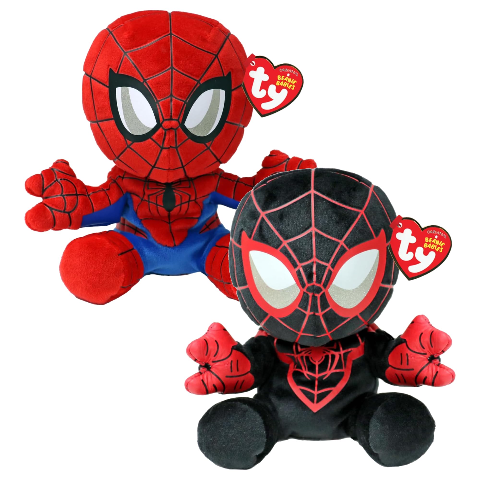 TY Marvel Multipacks Spiderman & Miles Morales Beanie Babies, Soft Plush Toys for Kids Baby Toys, Collectible Stuffed Teddy