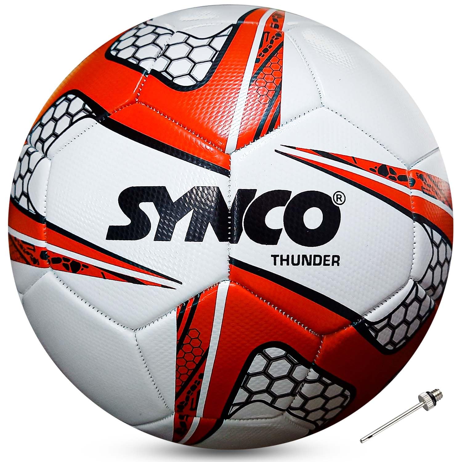 Synco Football Thunder | Pro Trainer Football for Training & Matches | 3 Layer PVC Machine Stitched | 32 Panel | Suitable for Soft & Turf Grounds | Soccer Ball Size 5-image-32