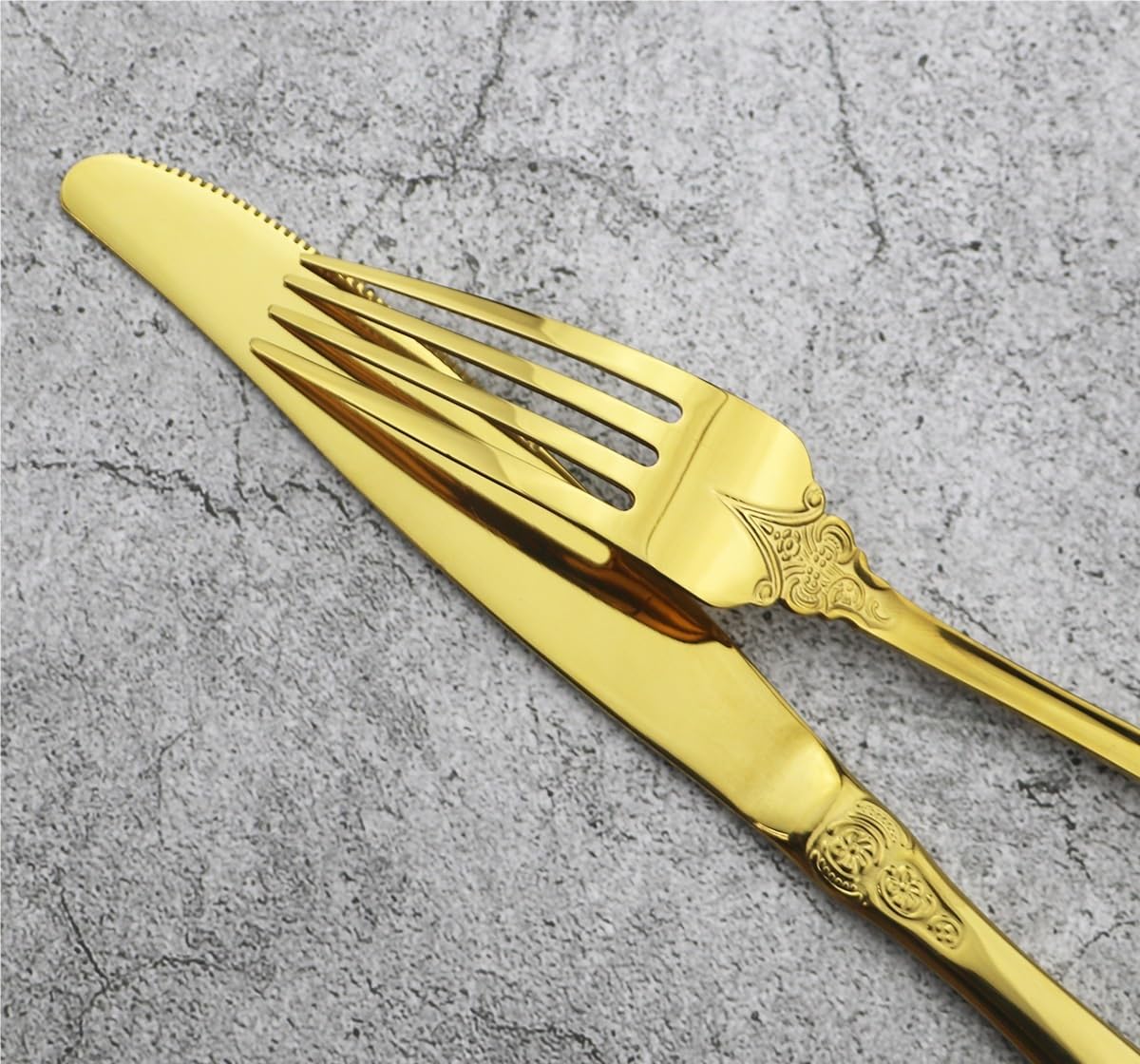 Besteck- und Essbesteck-Set, 4/16/24/32/40/48-teiliges Palace-Geschirrset, Retro-geprägtes Geschirr, kreatives goldenes Geschirrset, Messer-, Gabel- und Löffelset,Rose Gold-4Set16Pcs