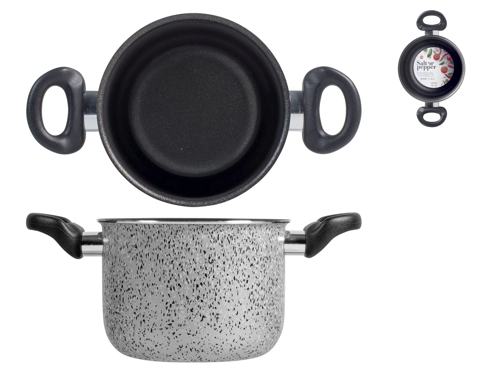 Home Salt Peper Pan, 16 cm, Aluminium, black/grey