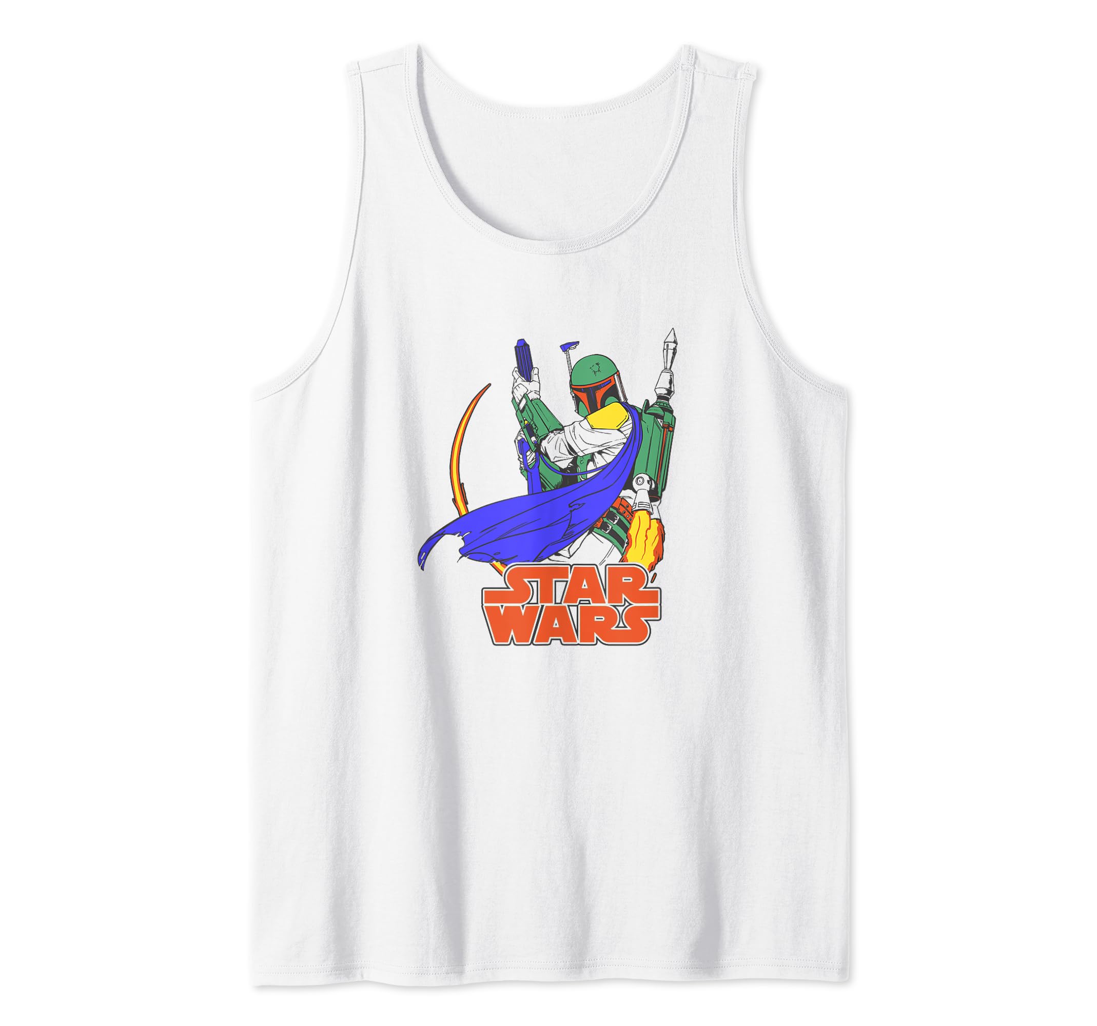 Star Wars Boba Fett Pop Color Jet Pack Star Wars Logo Tank Top, White