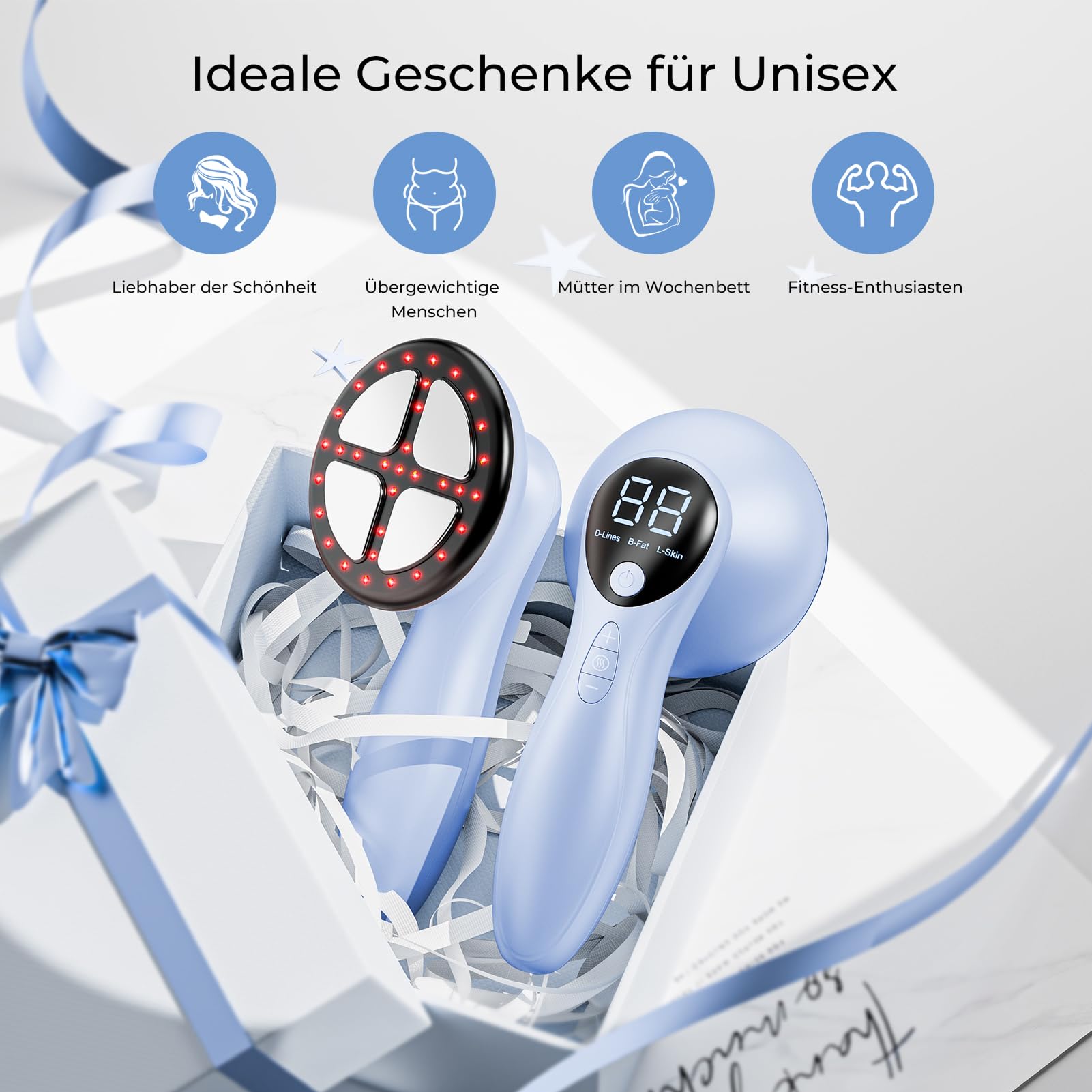 Massagegerät Cellulite Massage Anti Handmassagegerät, VerfüGt über 4 MassageköPfe mit GrößEren Bereichen für Bauch, Taille, Arme, Beine, Gesäß, Weihnachtsgeschenke (Blau)