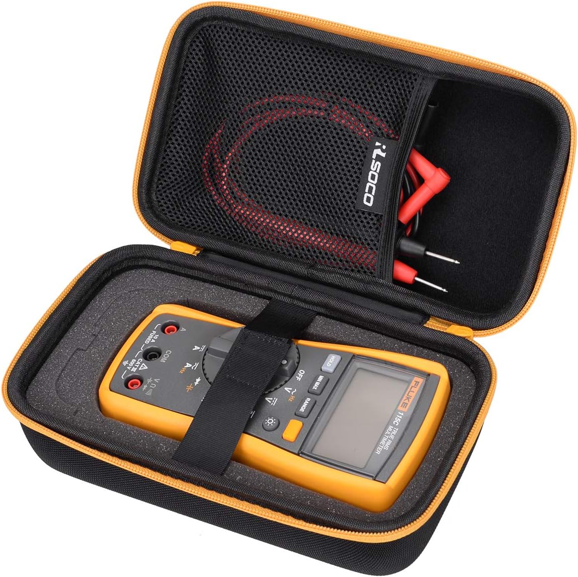 RLSOCO Hard Case for Fluke 107/15B+/17B+/101/115/106/117/179/116/114/113/233/177 Digital Multimeter and More | Compact Design with YKK Zipper & Scratch Protection - Yellow Zip (With DIY Foam)