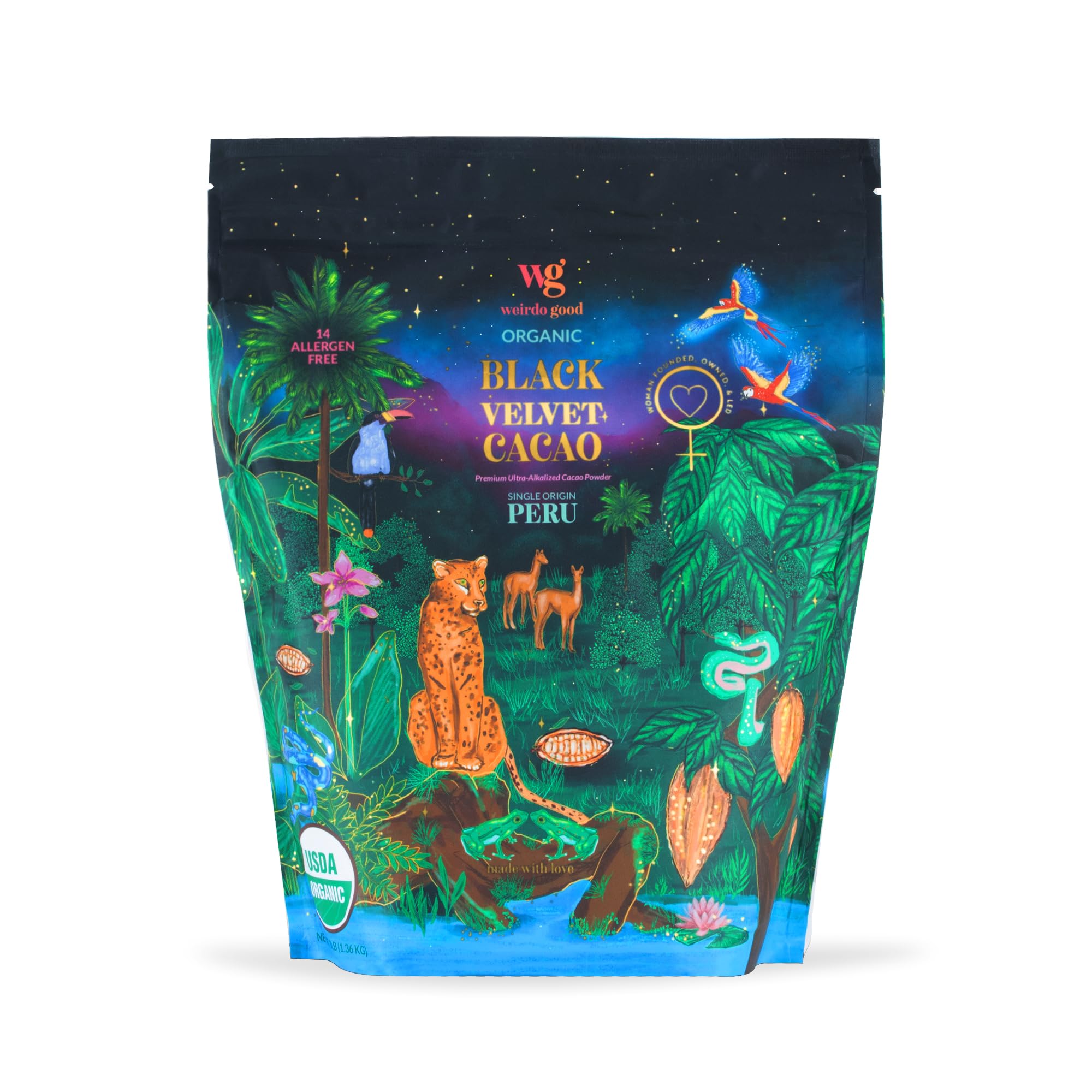 Black Velvet Cacao, 3 lb – Organic, Allergen-Free, Premium Ultra-Alkalized Cocoa Powder for Baking